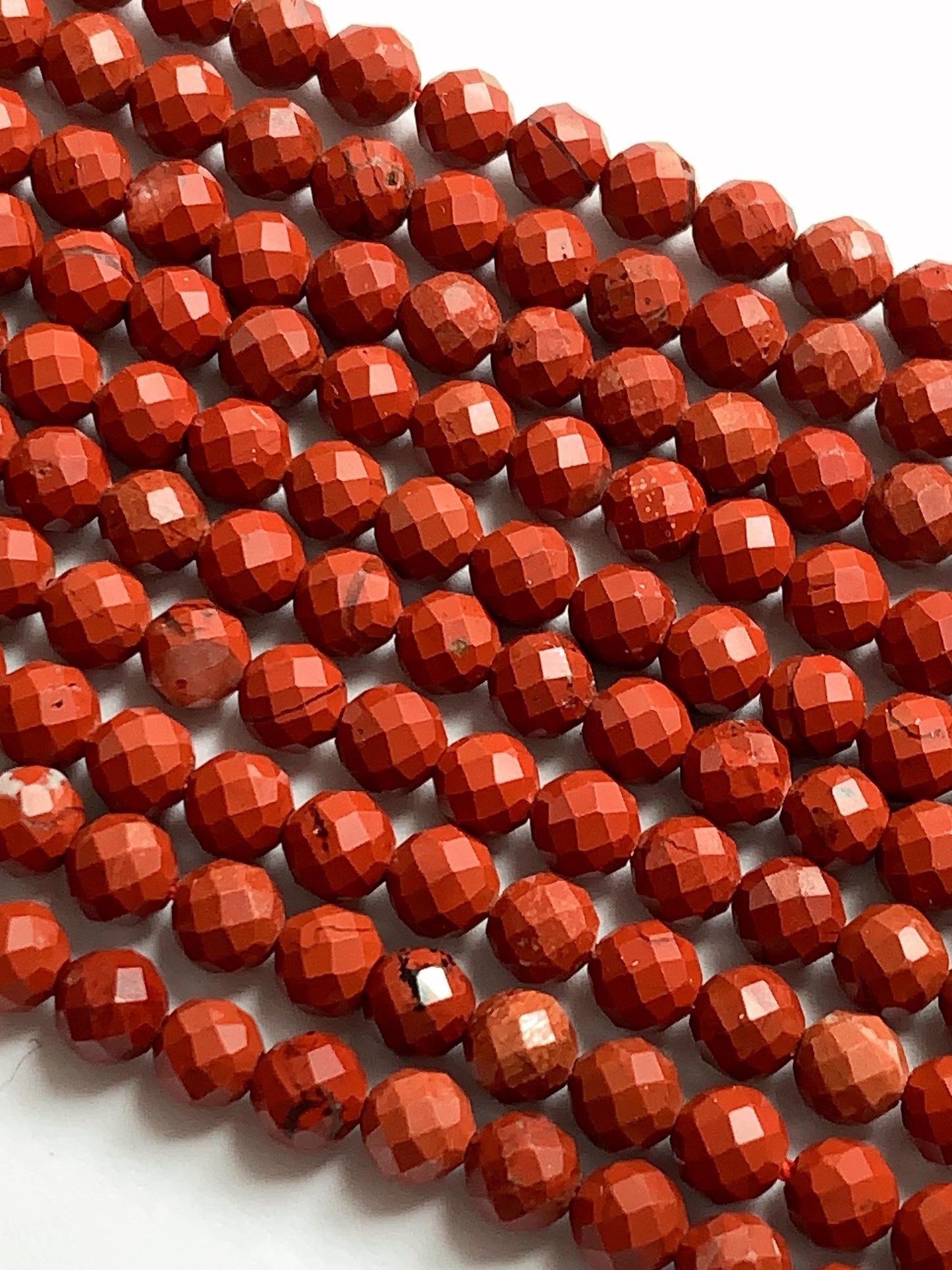 AAA Red Jasper Faceted Round Beads: Natural Genuine Gemstone Strand 15.5" (2mm 3mm 4mm)