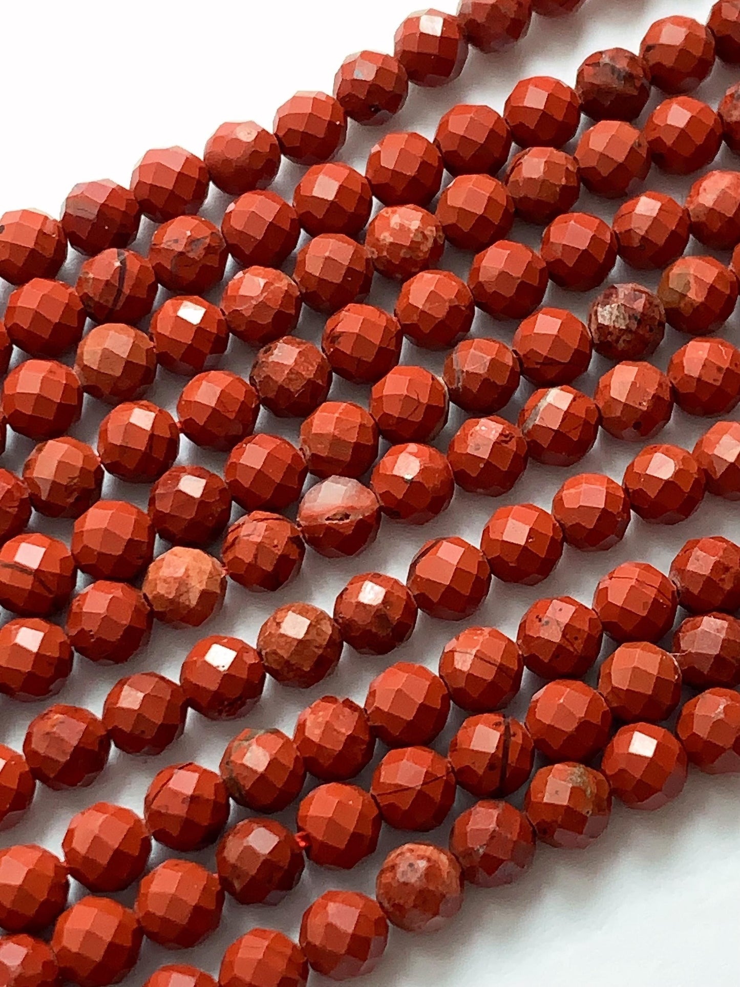AAA Red Jasper Faceted Round Beads: Natural Genuine Gemstone Strand 15.5" (2mm 3mm 4mm)