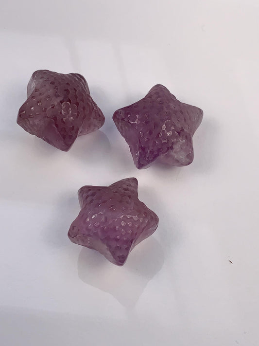 15mm Natural Purple Amethy ststarfish  cut  beads Loose Gems Gemstone