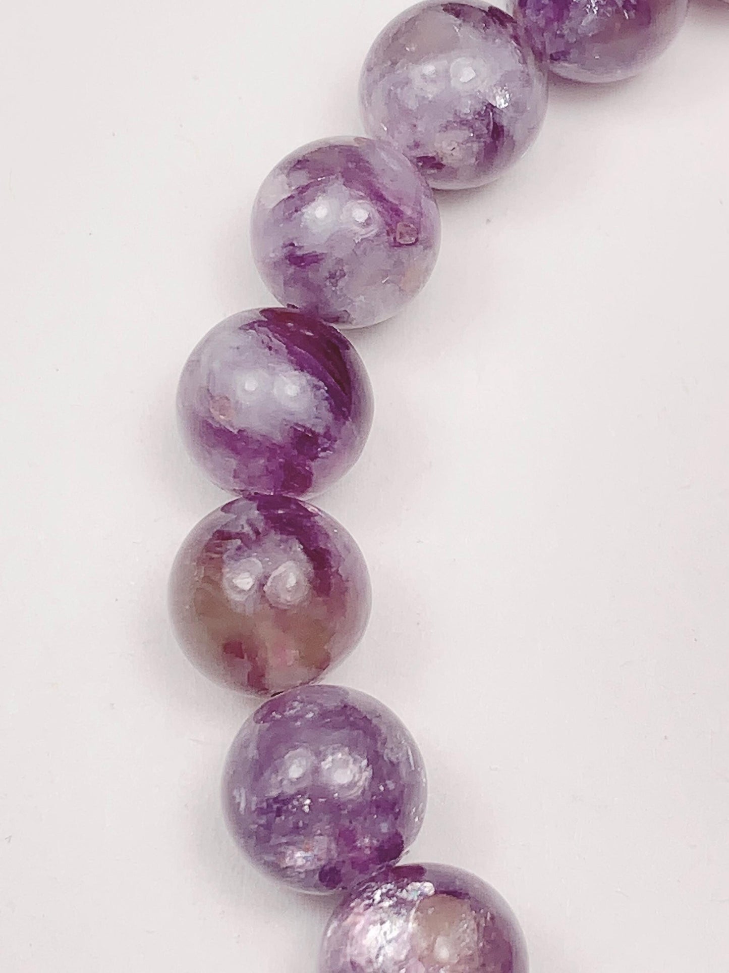 Natural Lepidolite Bracelet: 9mm Purple Gemstone, Smooth Round Beads