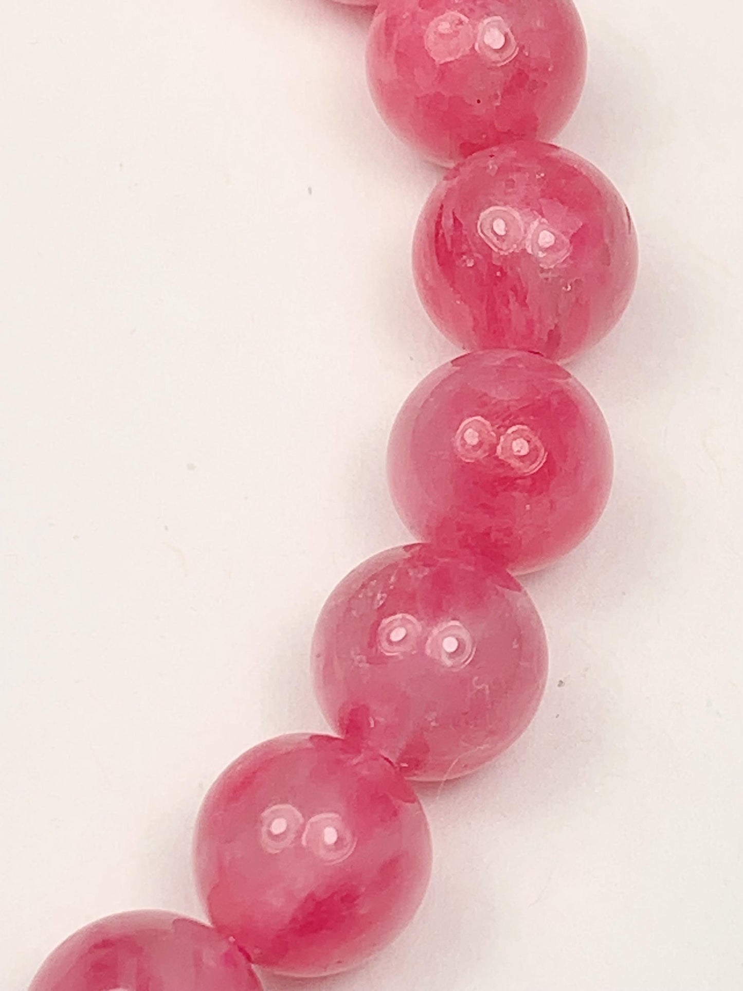 Half transparent Pink Rhodonite Bracelet:  Natural Genuine Smooth Round Gemstone, Handmade in USA