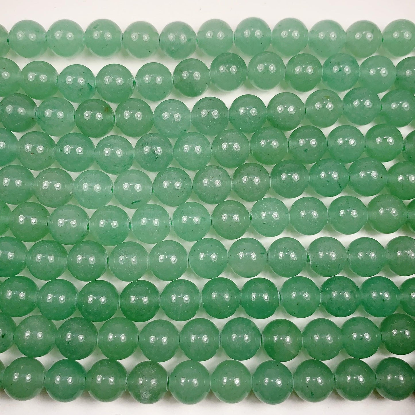Green Aventurine Quartz Beads: Natural Smooth Round Gemstone, 15.5" Strand