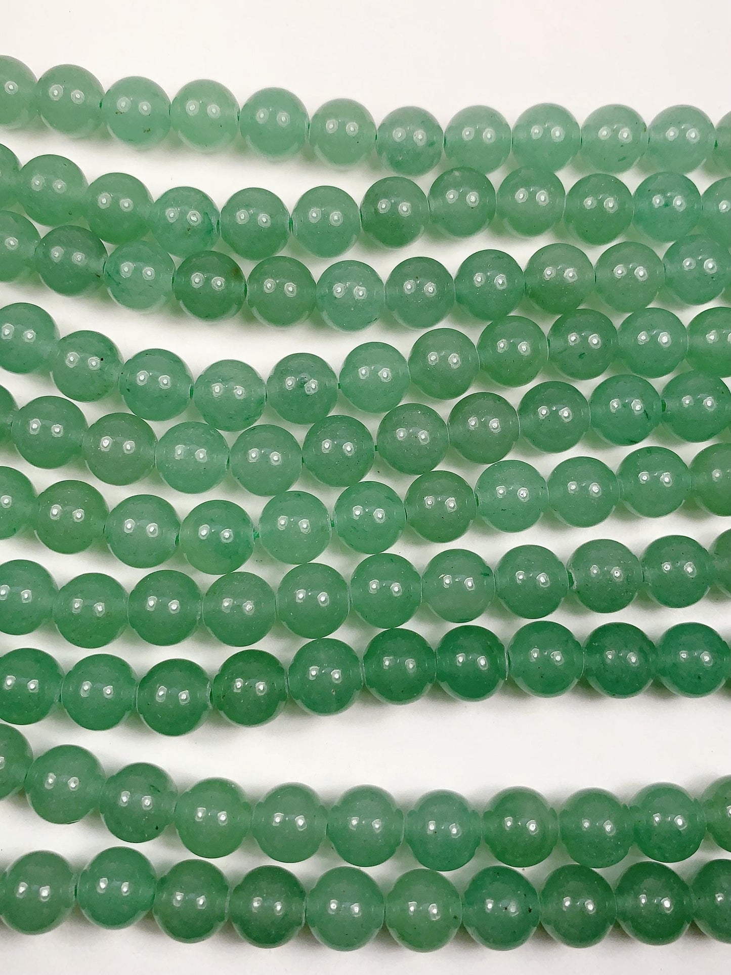 Green Aventurine Quartz Beads: Natural Smooth Round Gemstone, 15.5" Strand