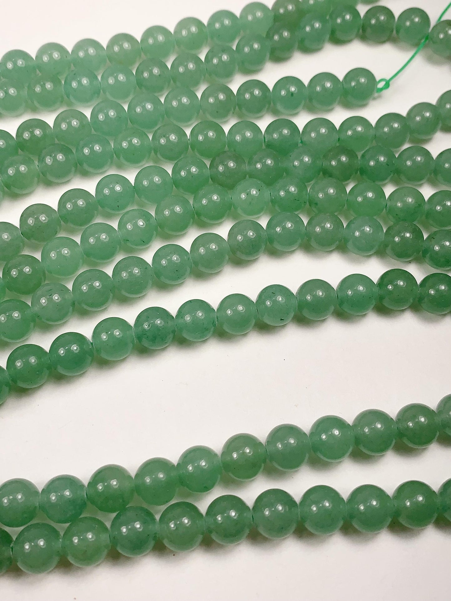 Green Aventurine Quartz Beads: Natural Smooth Round Gemstone, 15.5" Strand