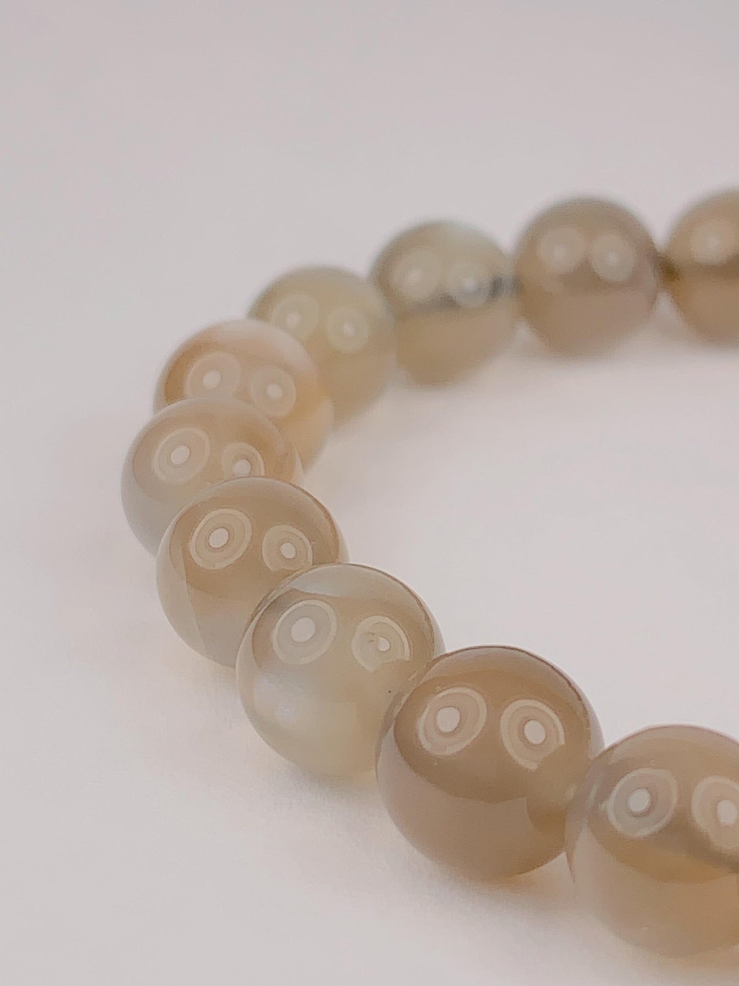 Natural Brown Silver Moonstone Bracelet: Round Gemstone Stretch Bracelet (8mm)