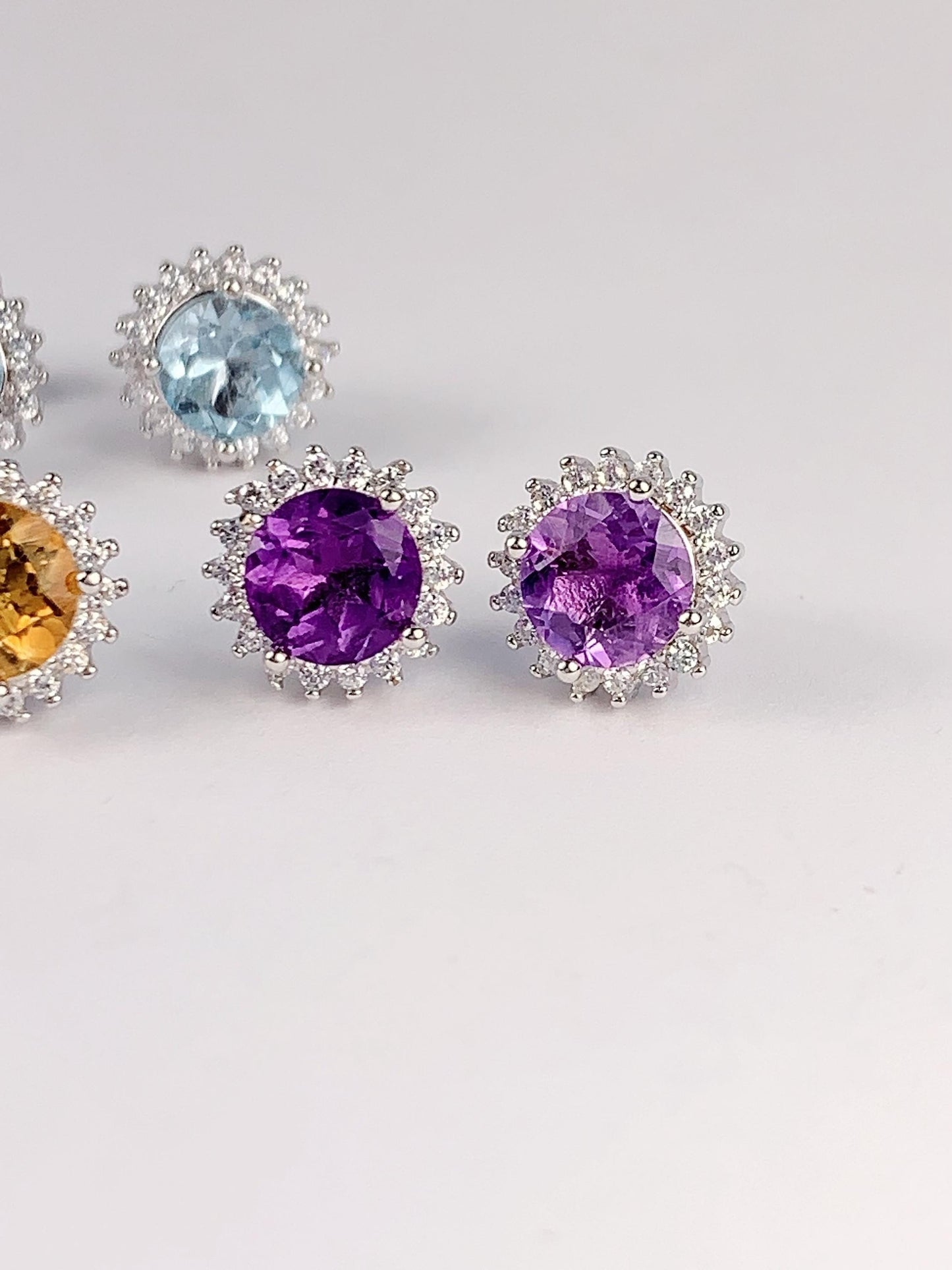 Sky Blue Topaz Earrings: 18k Gold Plated Sterling Silver Studs