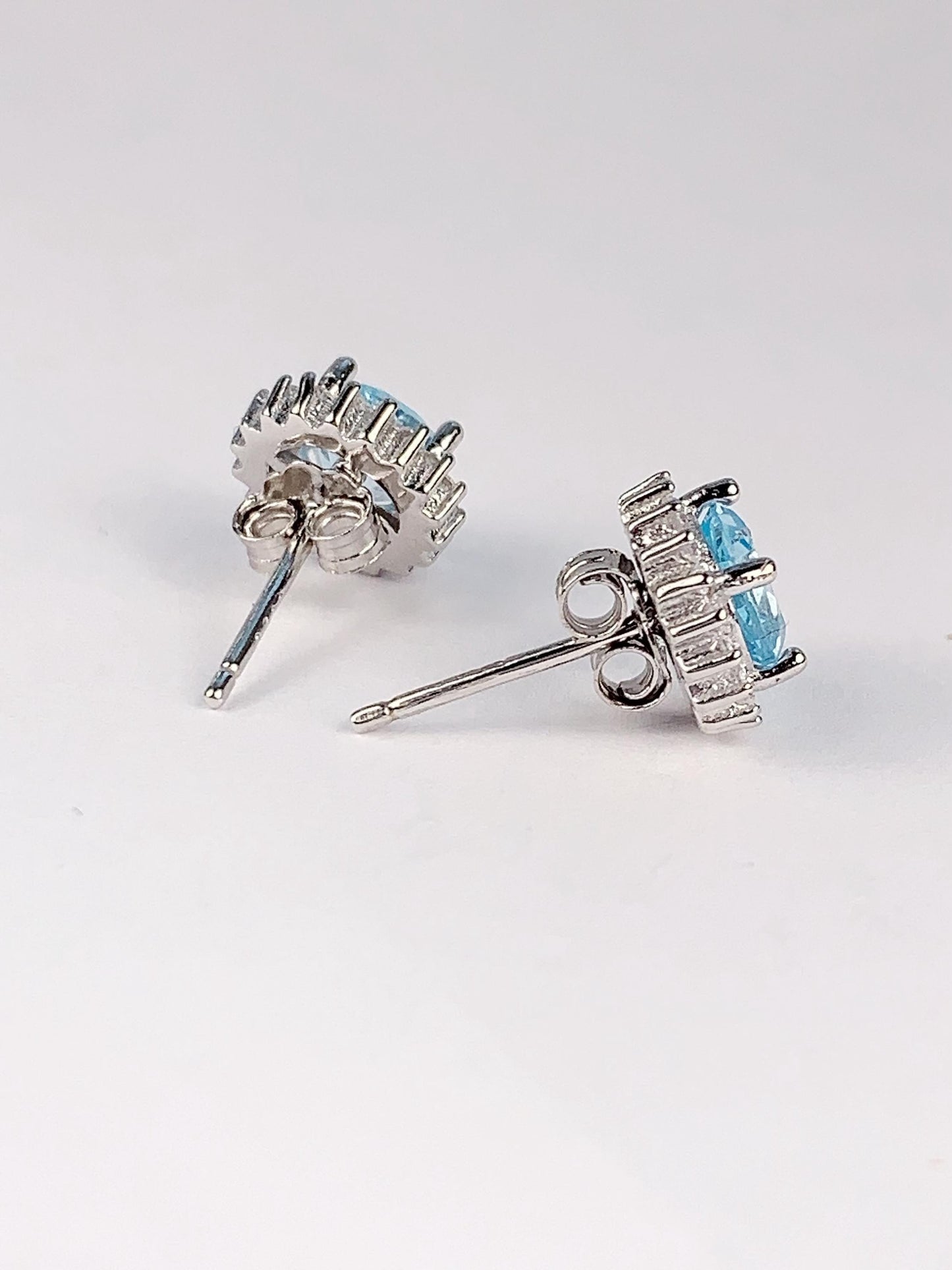 Sky Blue Topaz Earrings: 18k Gold Plated Sterling Silver Studs