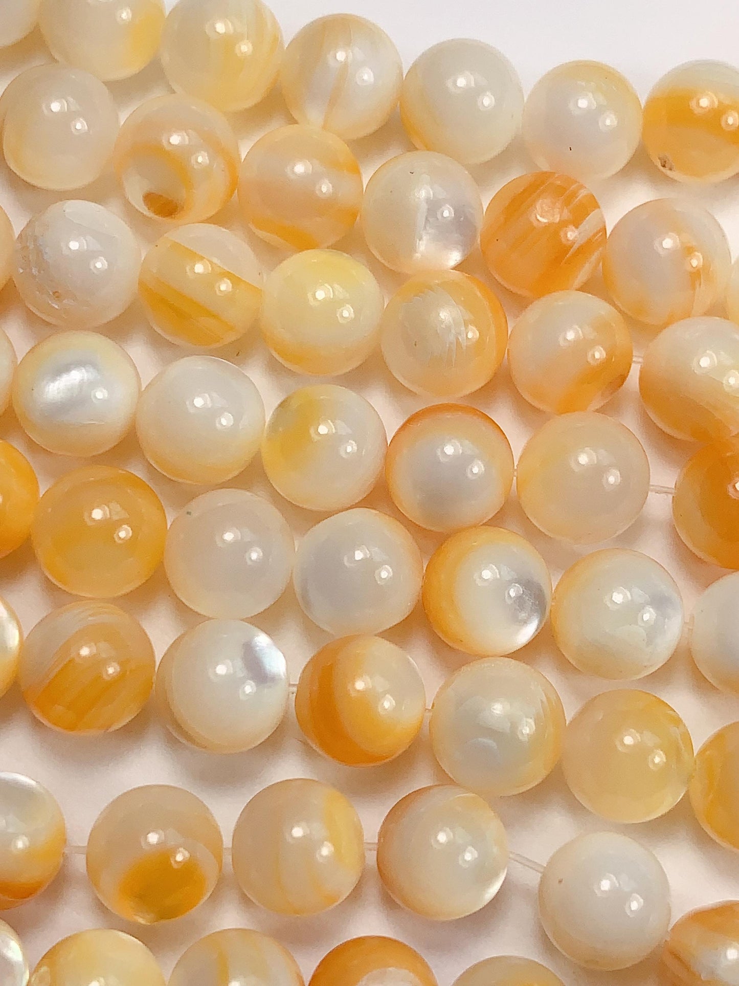 AAA Golden Yellow Mother of Pearl Shell Beads 15.5" Strand Gold Gemstone