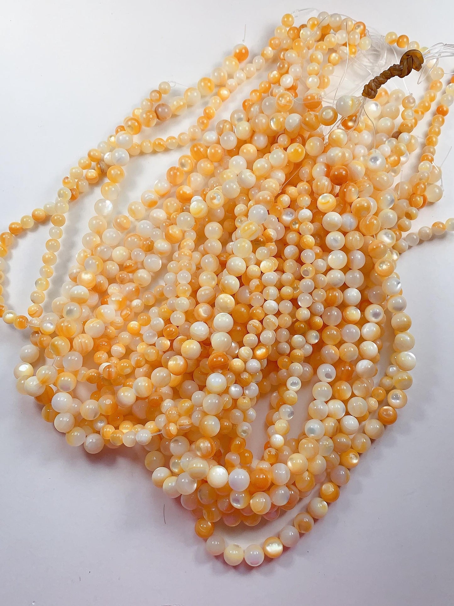 AAA Golden Yellow Mother of Pearl Shell Beads 15.5" Strand Gold Gemstone