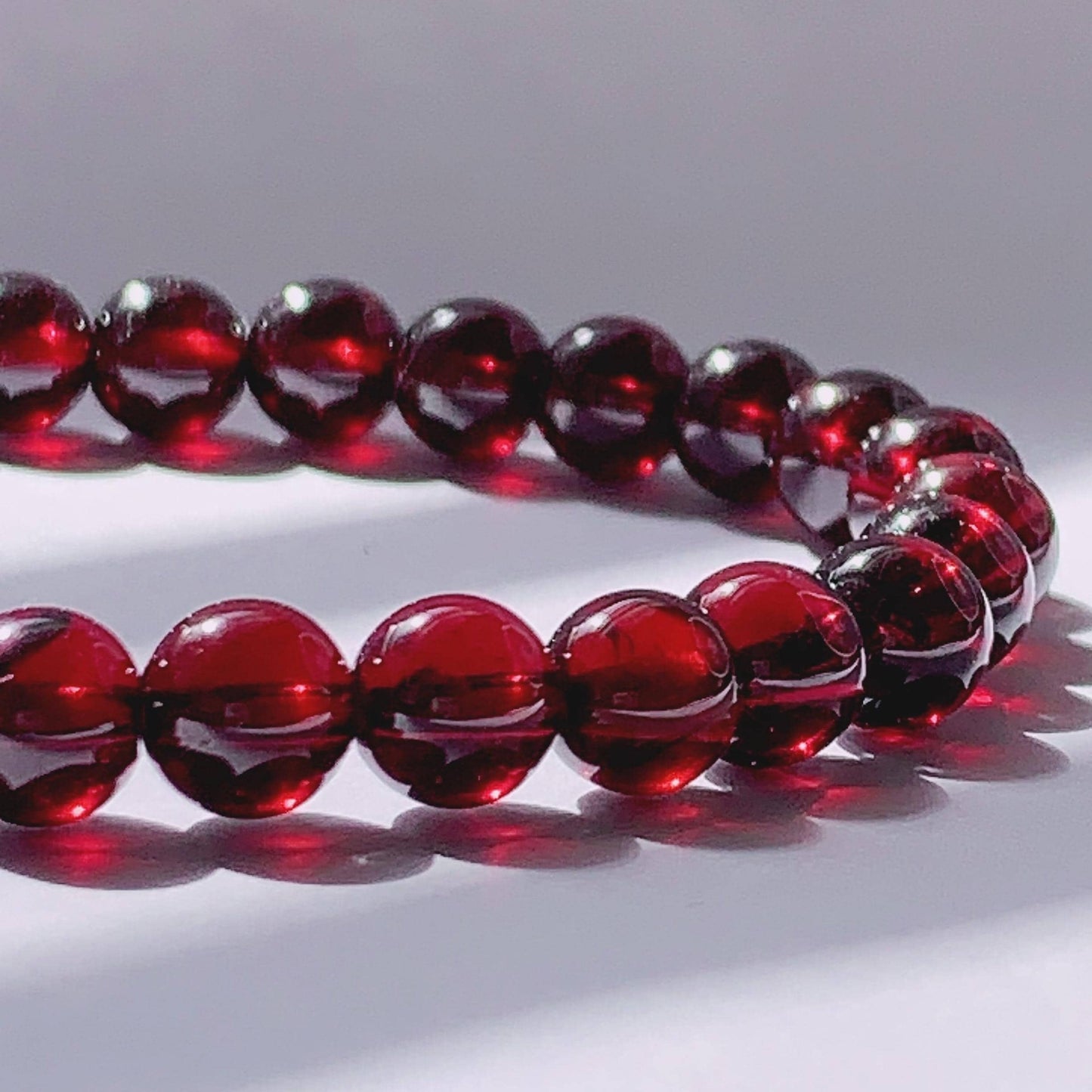 AAA Natural Red Garnet Smooth Round Beads Stretch Bracelet Gemstone January Birthstone