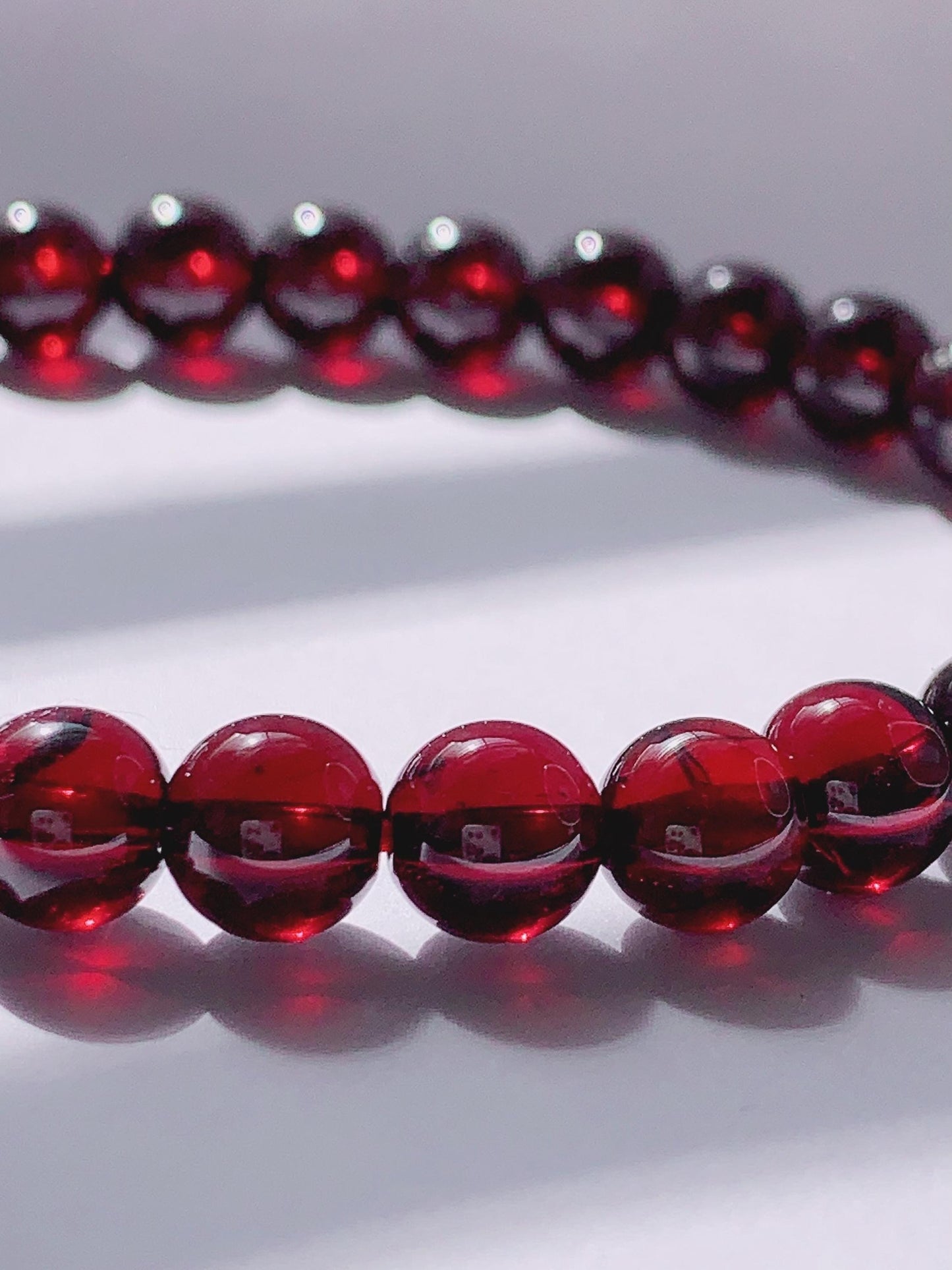 AAA Natural Red Garnet Smooth Round Beads Stretch Bracelet Gemstone January Birthstone