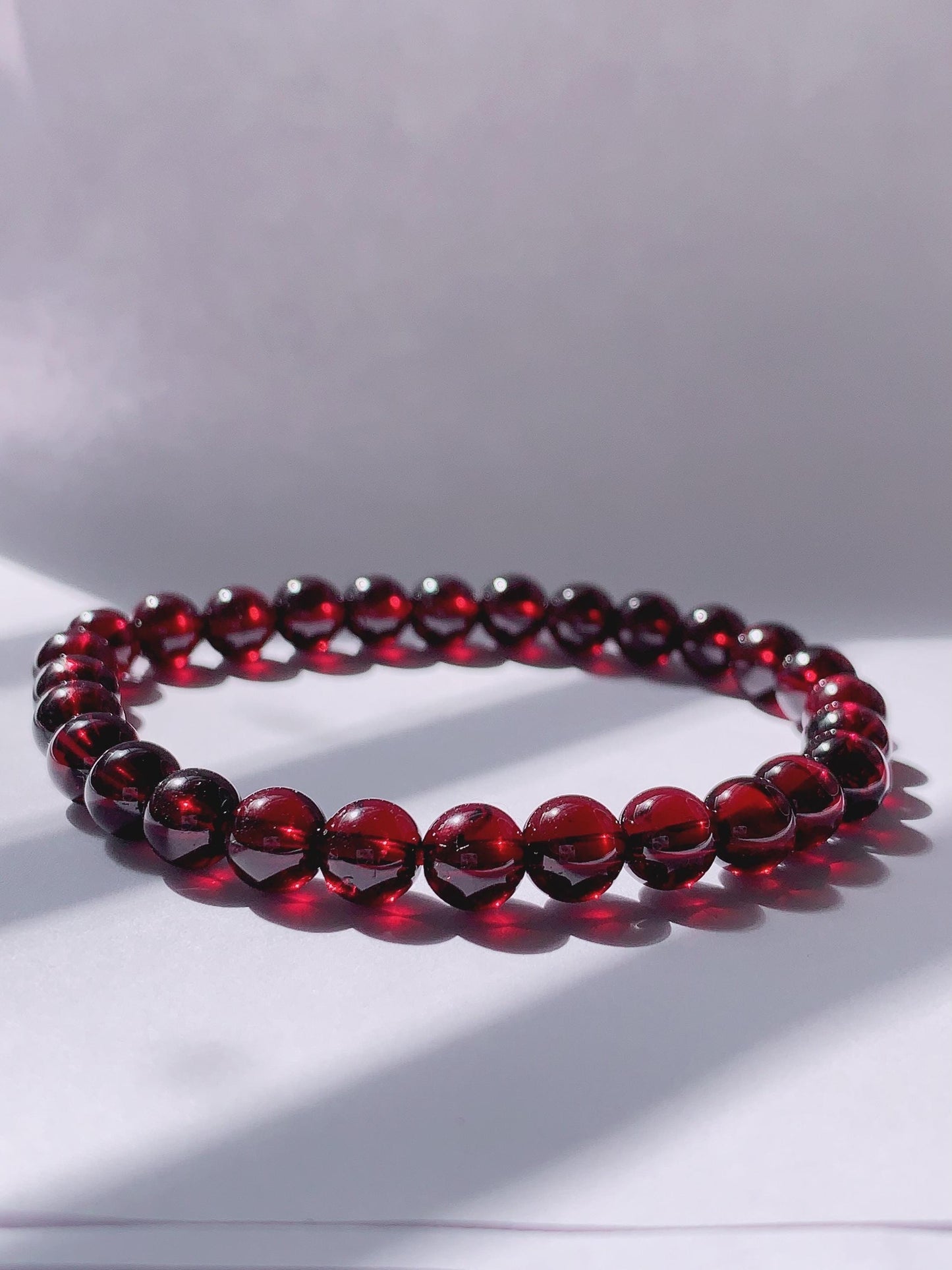 AAA Natural Red Garnet Smooth Round Beads Stretch Bracelet Gemstone January Birthstone