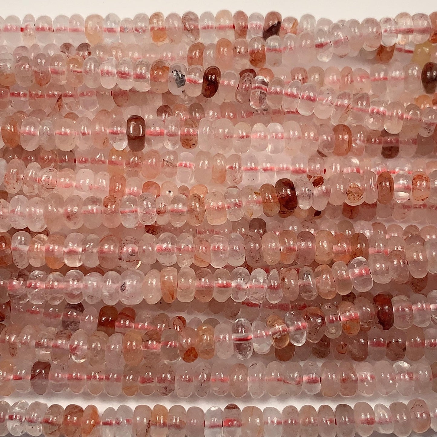 2x4mm Natural Orange Red Hematoid Quartz Smooth Rondelle Beads 15" Strand Gemstone