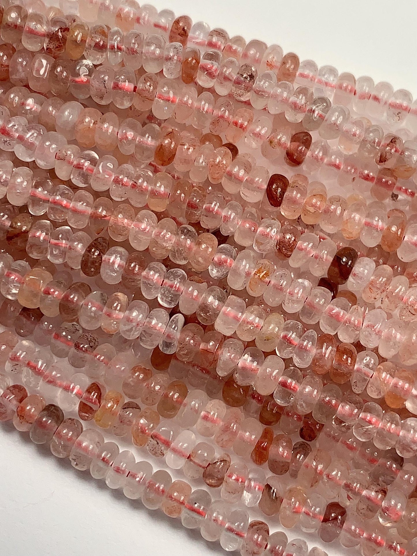 2x4mm Natural Orange Red Hematoid Quartz Smooth Rondelle Beads 15" Strand Gemstone
