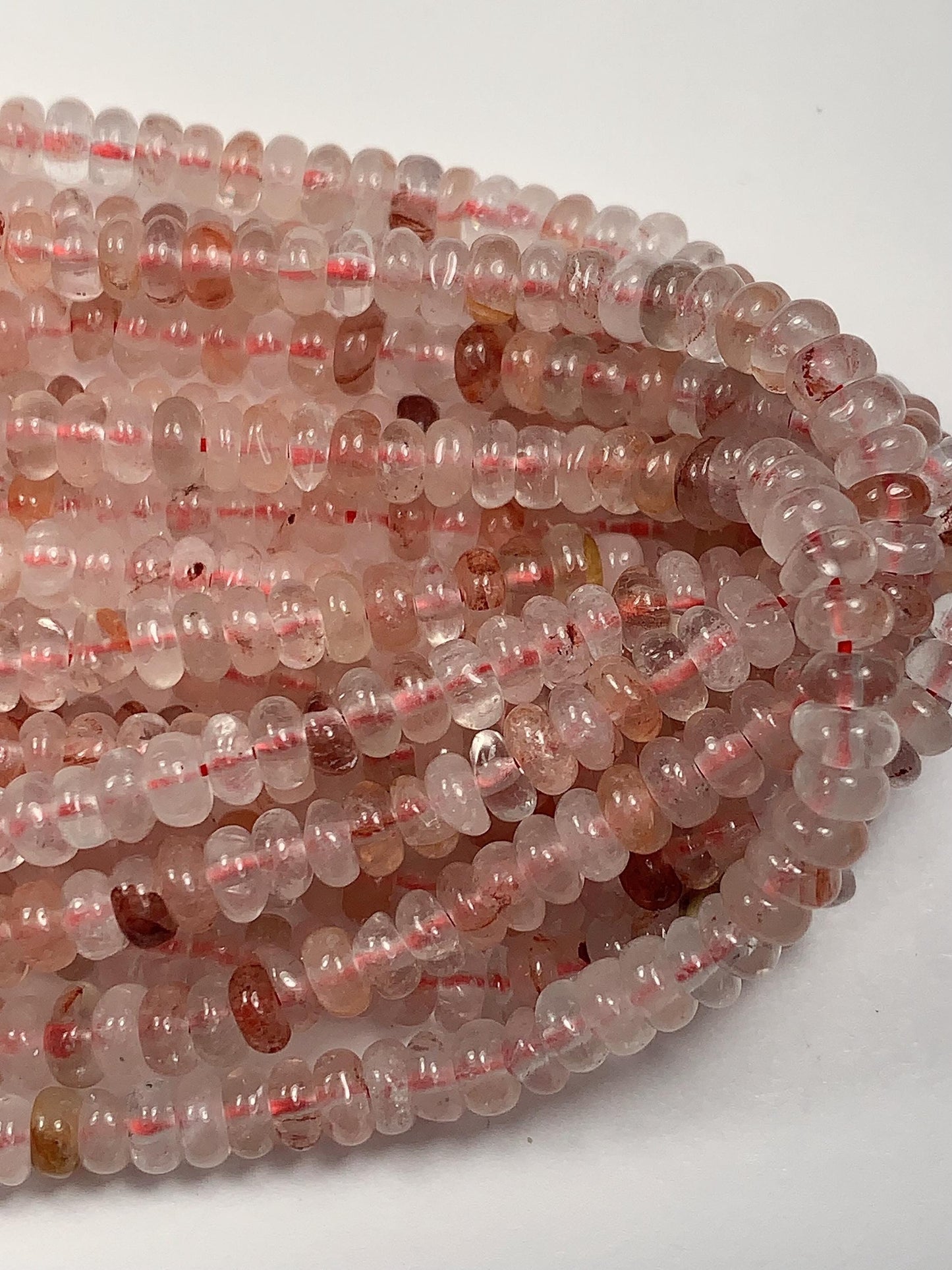2x4mm Natural Orange Red Hematoid Quartz Smooth Rondelle Beads 15" Strand Gemstone