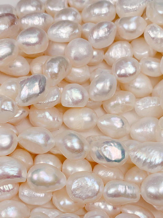 8-12mm Genuine Natural White Baroque Pearl Beads 14 Strand Gemstone
