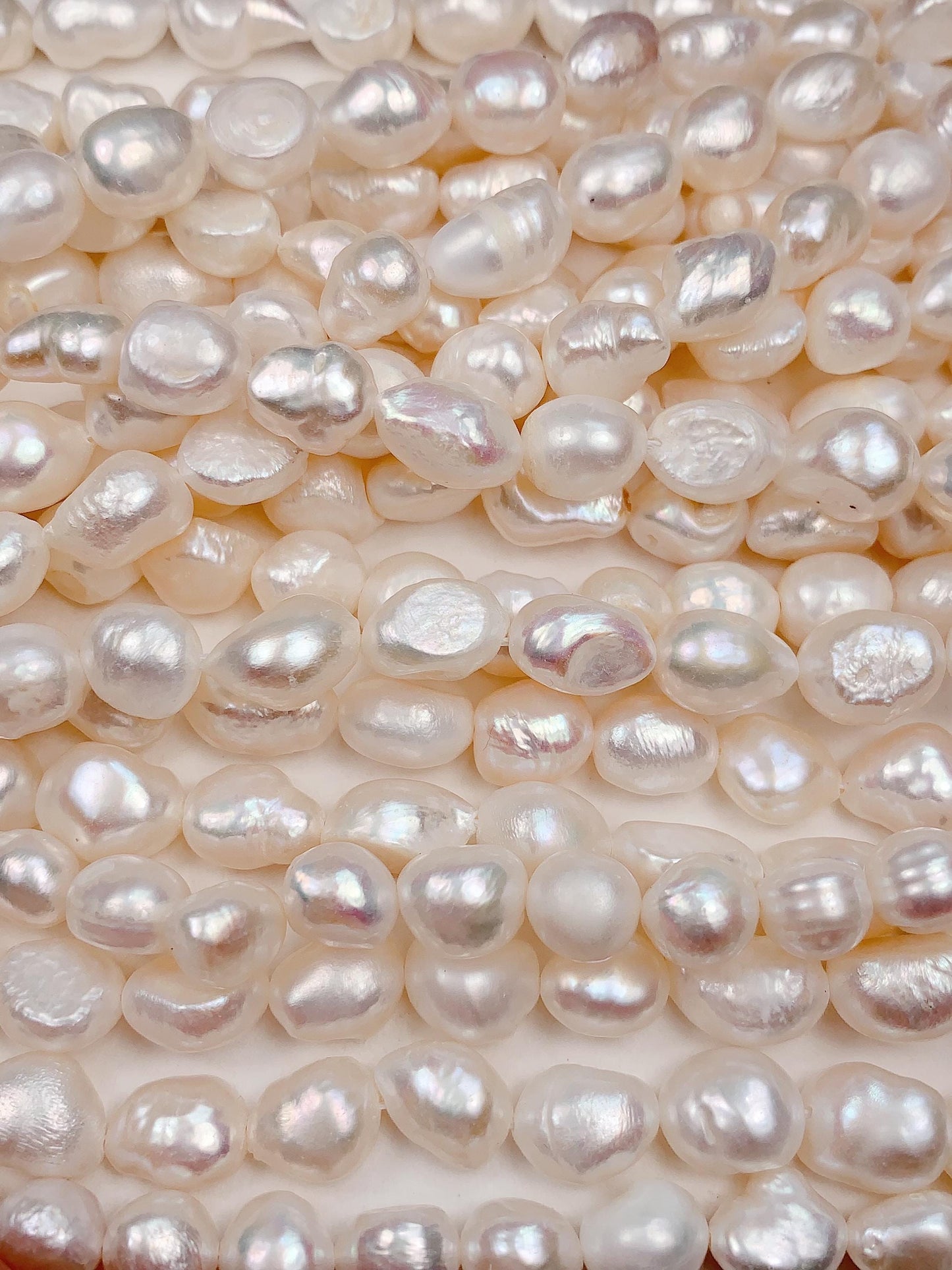 8-12mm Genuine Natural White Baroque Pearl Beads 14 Strand Gemstone