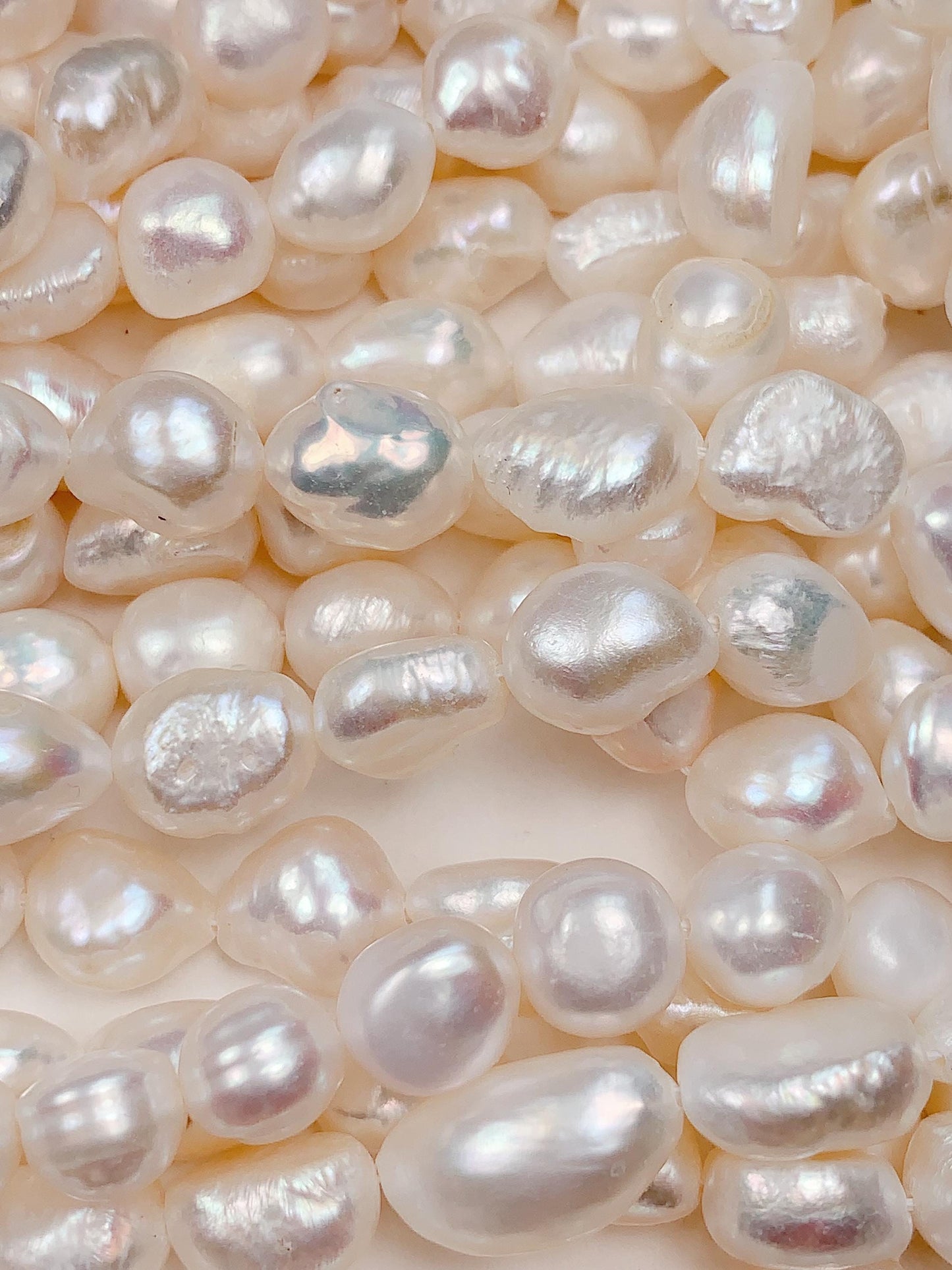 8-12mm Genuine Natural White Baroque Pearl Beads 14 Strand Gemstone