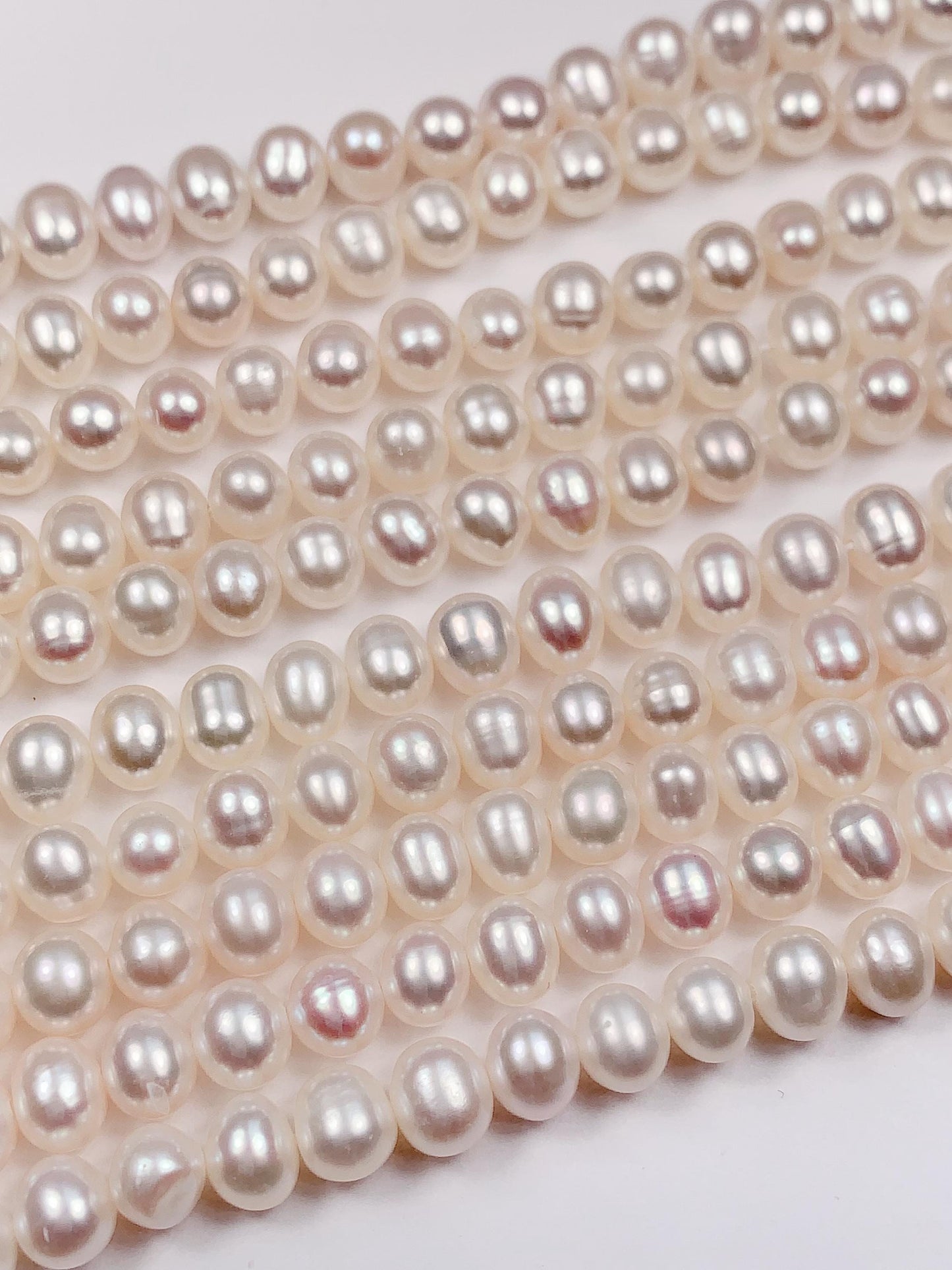 6.5-7mm very good quality Genuine Natural White oval  Pearl Beads 14 Strand Jewelry making