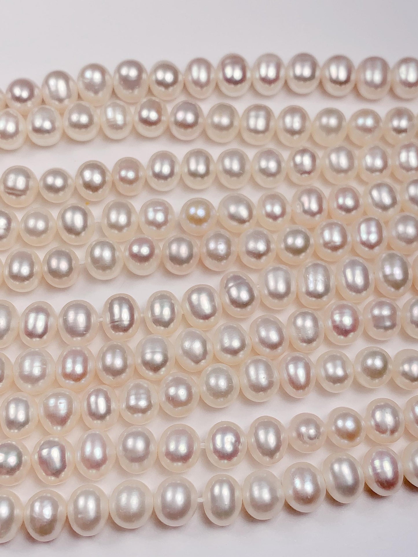 6.5-7mm very good quality Genuine Natural White oval  Pearl Beads 14 Strand Jewelry making