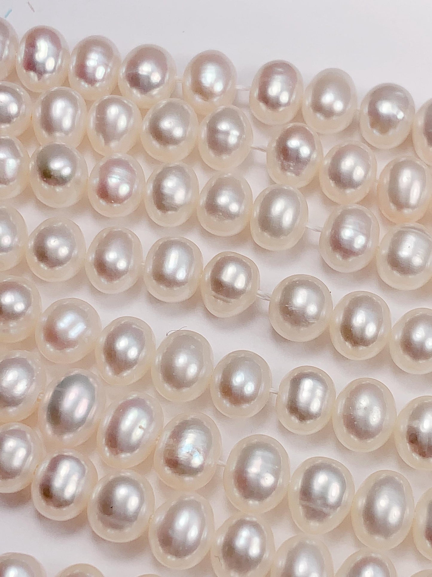 6.5-7mm very good quality Genuine Natural White oval  Pearl Beads 14 Strand Jewelry making