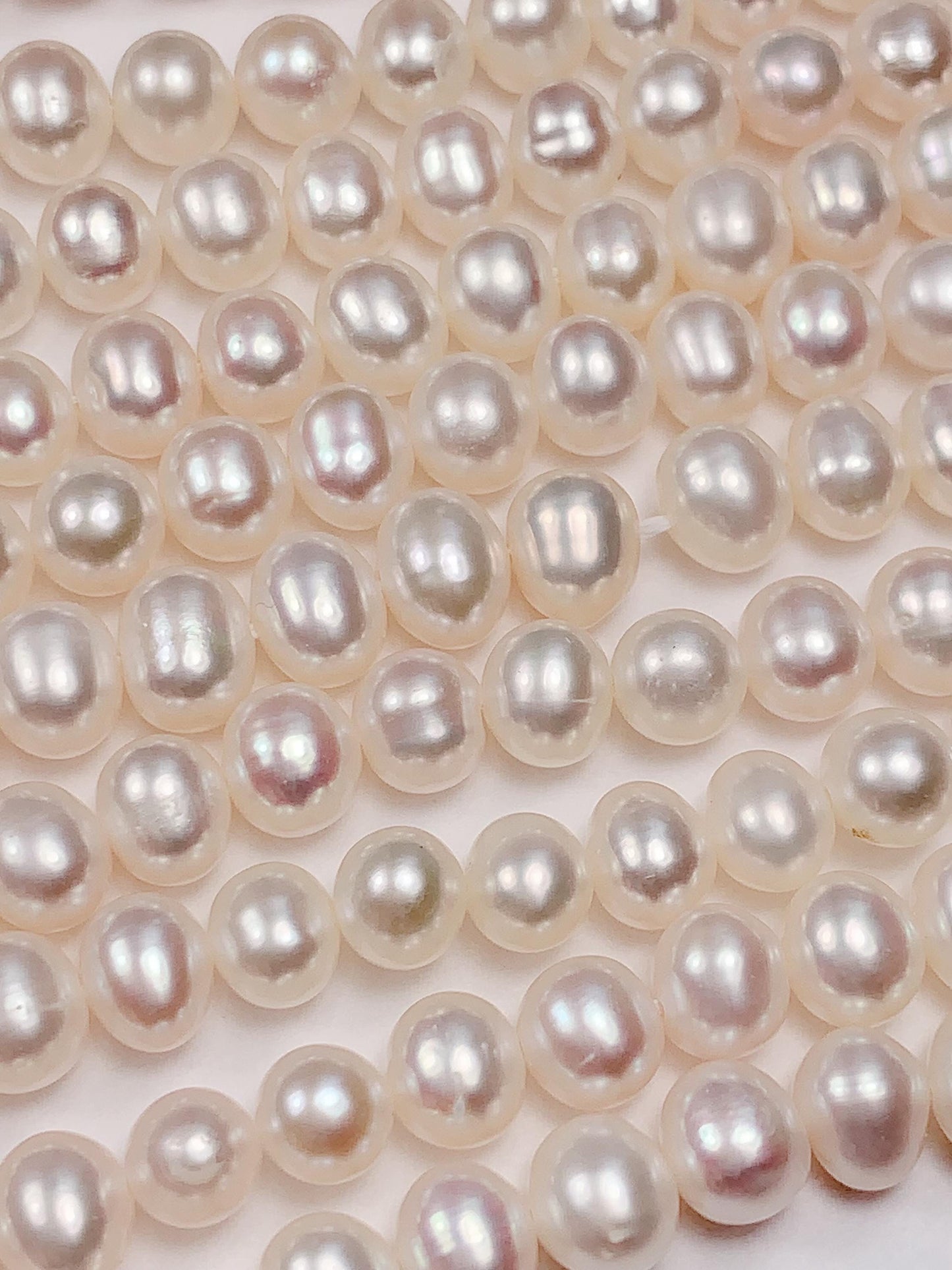 6.5-7mm very good quality Genuine Natural White oval  Pearl Beads 14 Strand Jewelry making
