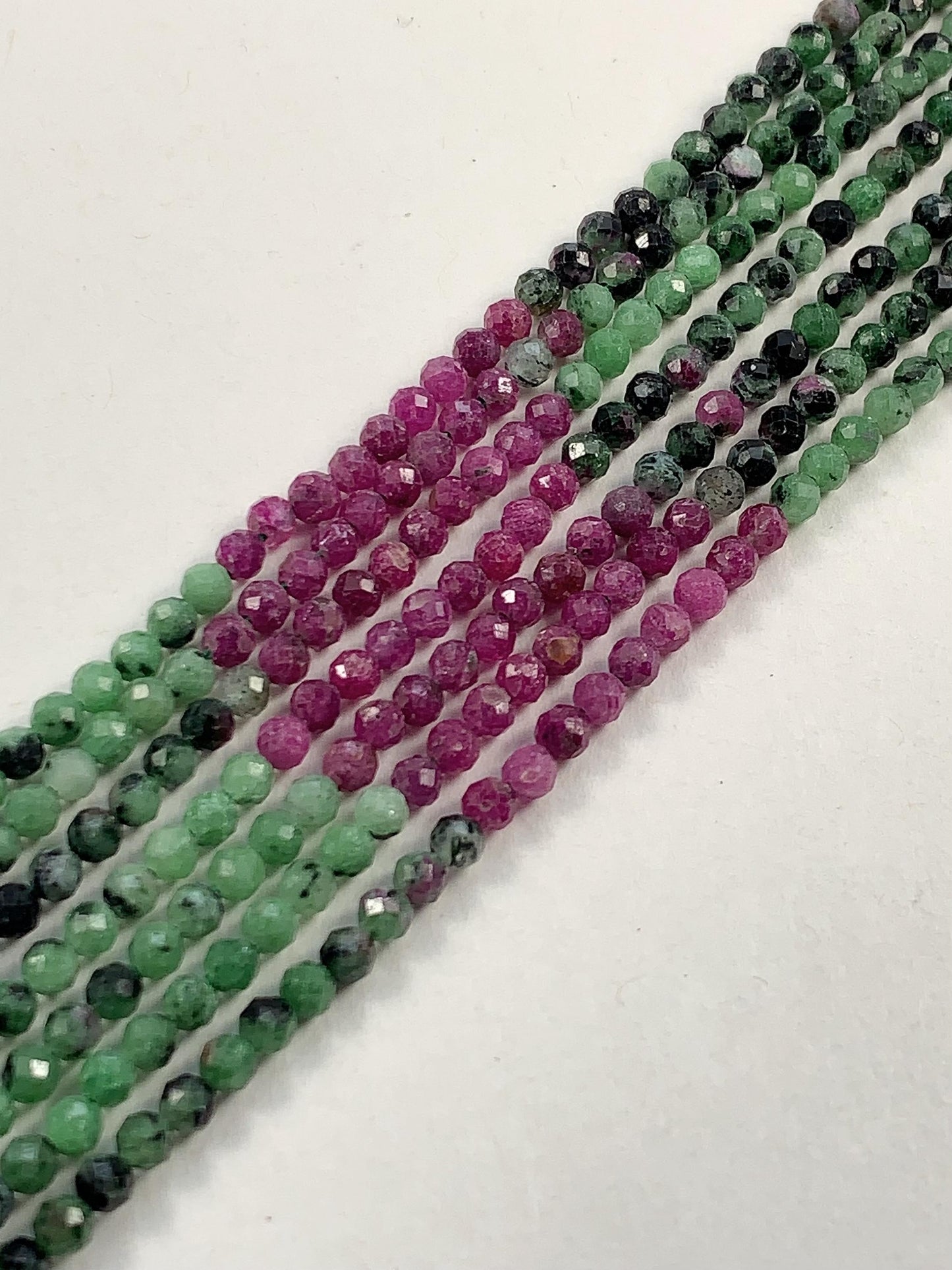 AAA Ruby Zoisite Faceted Round Beads:Natural Genuine Green Red Gemstone Strand 15.5 3mm
