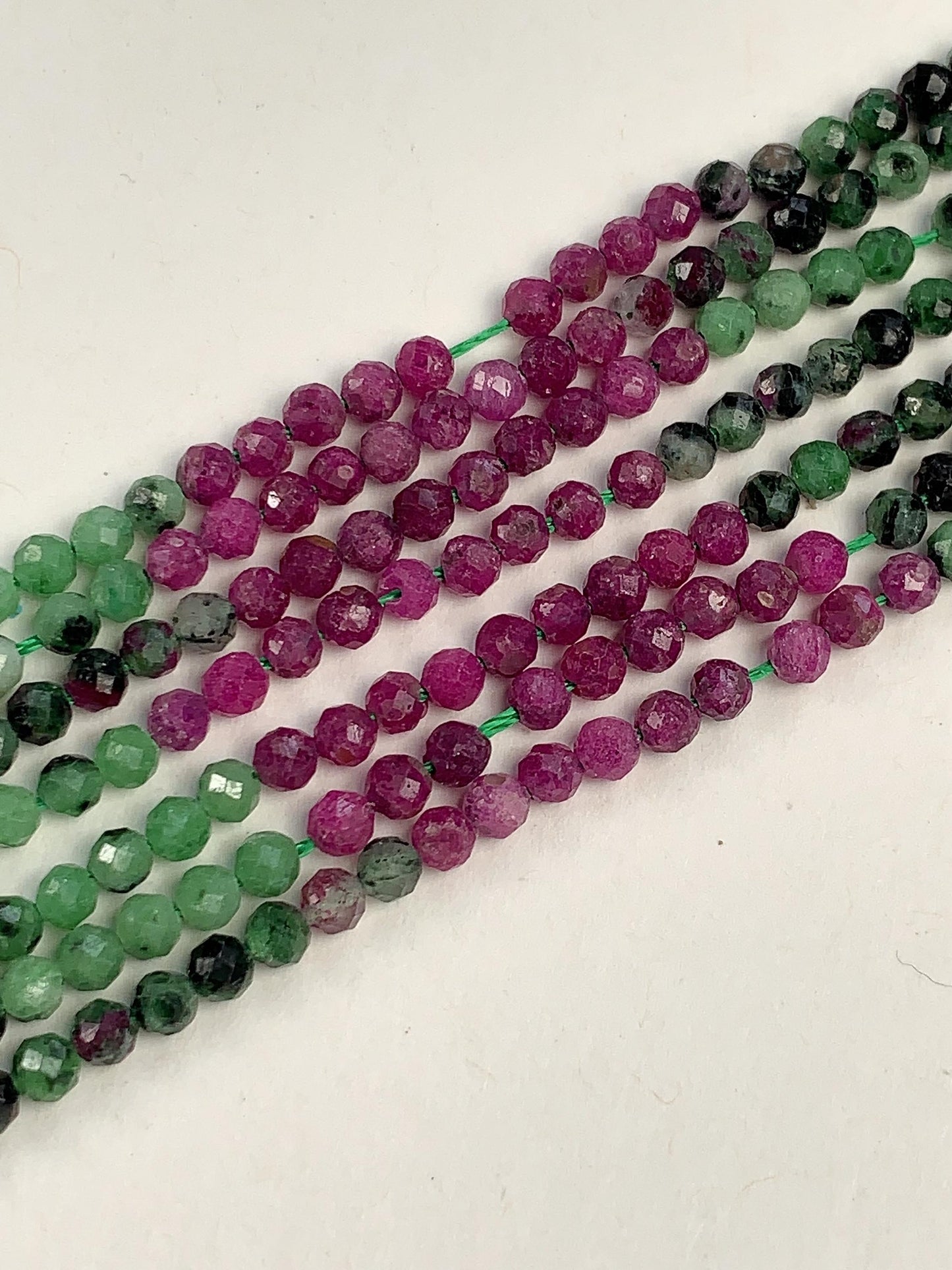 AAA Ruby Zoisite Faceted Round Beads:Natural Genuine Green Red Gemstone Strand 15.5 3mm