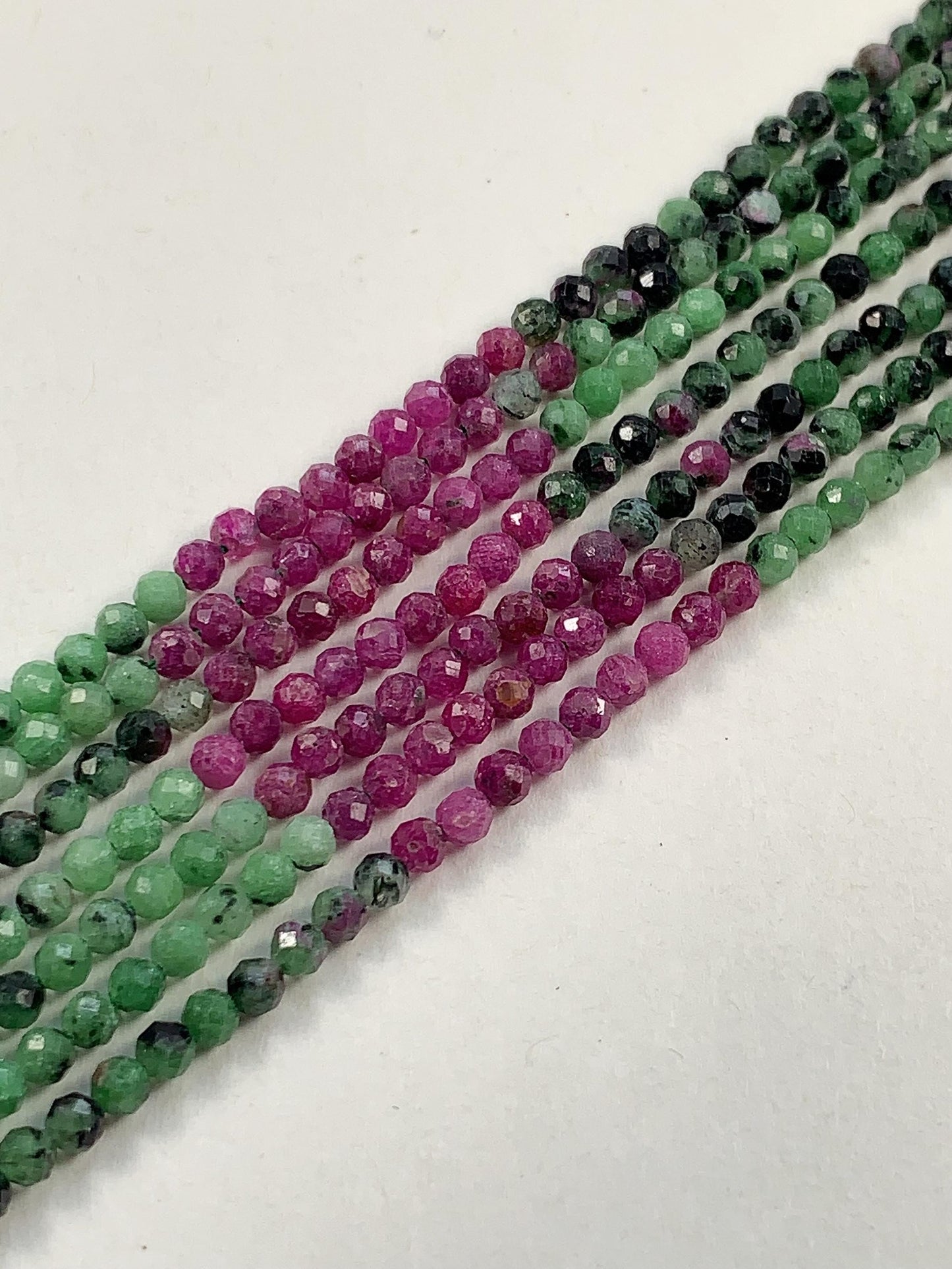 AAA Ruby Zoisite Faceted Round Beads:Natural Genuine Green Red Gemstone Strand 15.5 3mm