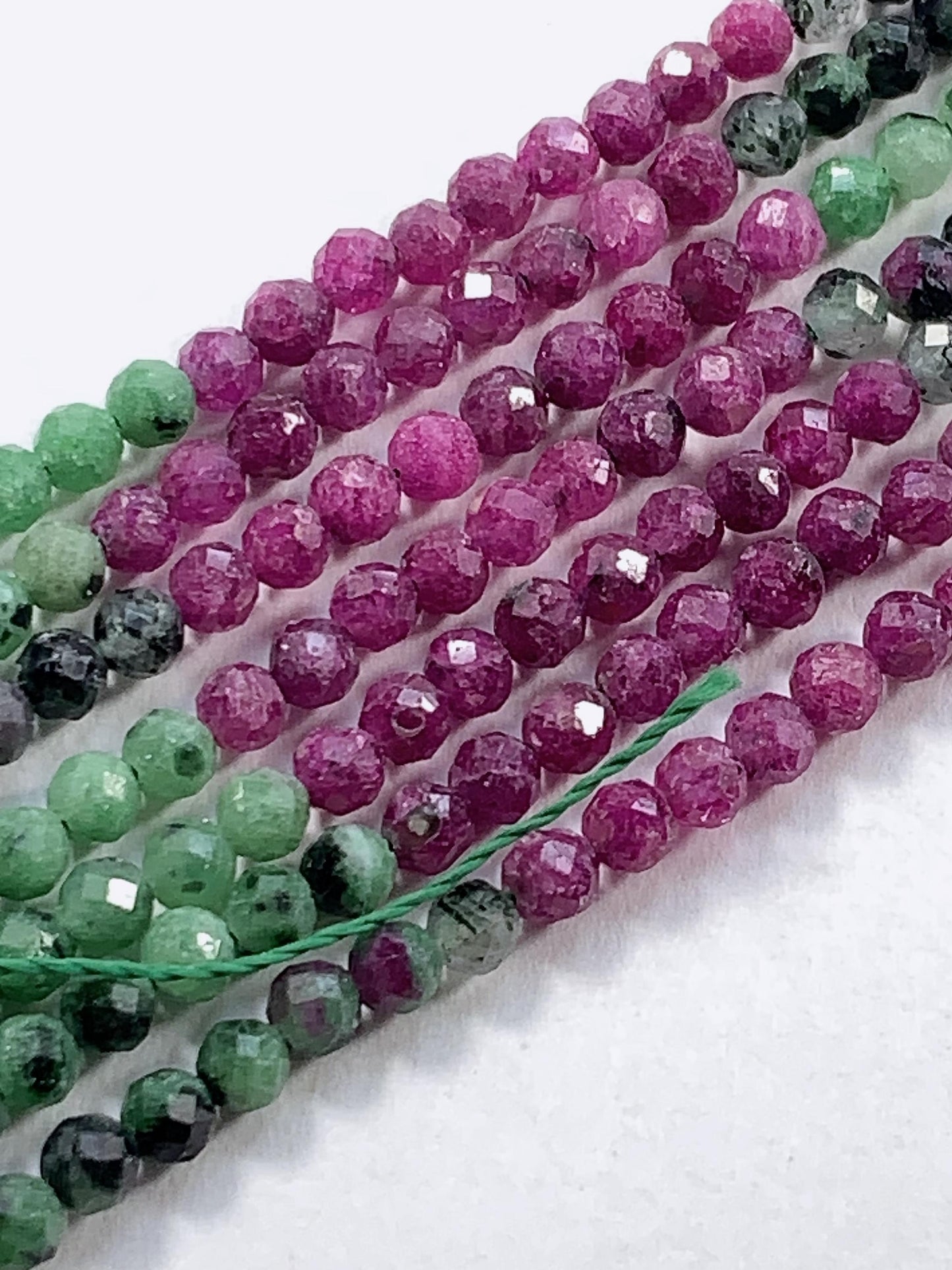 AAA Ruby Zoisite Faceted Round Beads:Natural Genuine Green Red Gemstone Strand 15.5 3mm