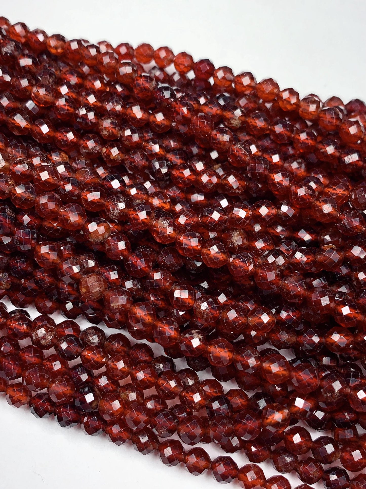 AAA+ Natural Hessonite Garnet Beads: Deep Orange Faceted Rounds, 2-4mm