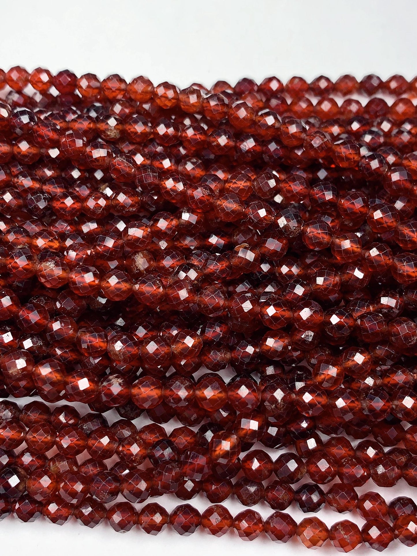 AAA+ Natural Hessonite Garnet Beads: Deep Orange Faceted Rounds, 2-4mm
