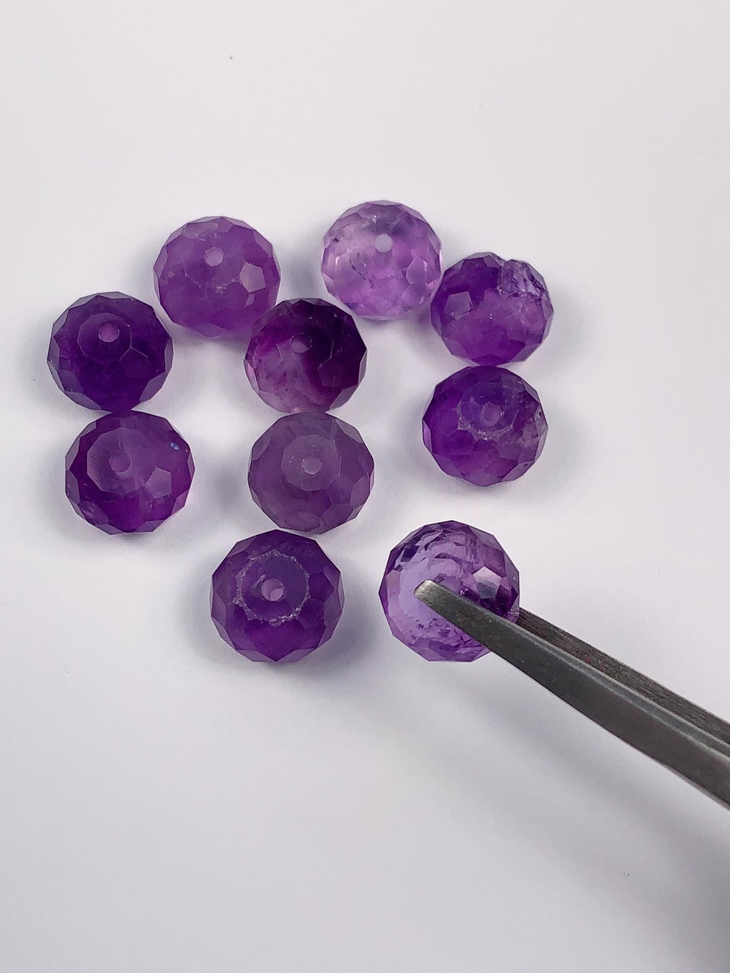 10mm Natural Purple Amethyst Faceted Rondelle beads Loose Gems Gemstone