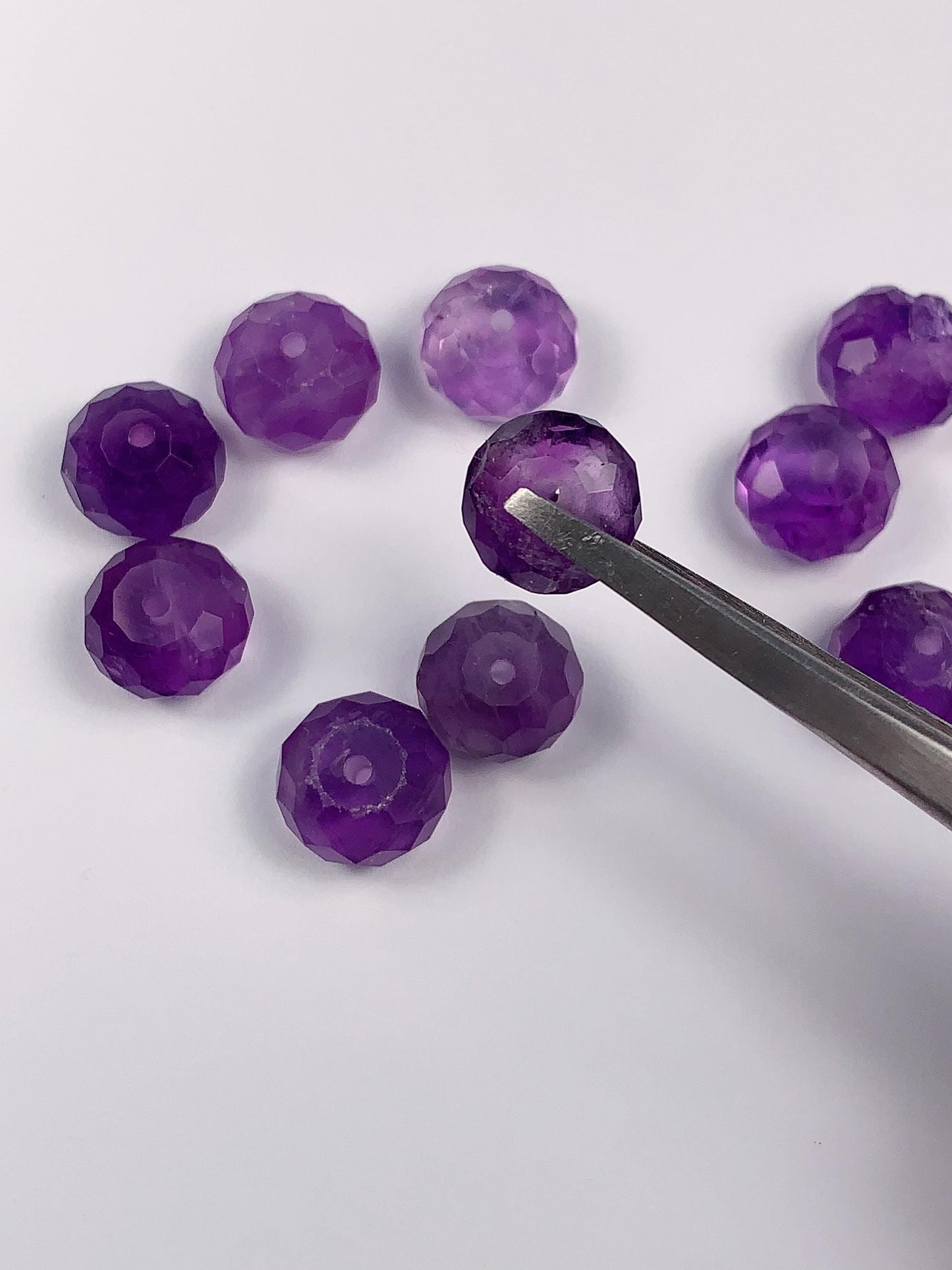 10mm Natural Purple Amethyst Faceted Rondelle beads Loose Gems Gemstone