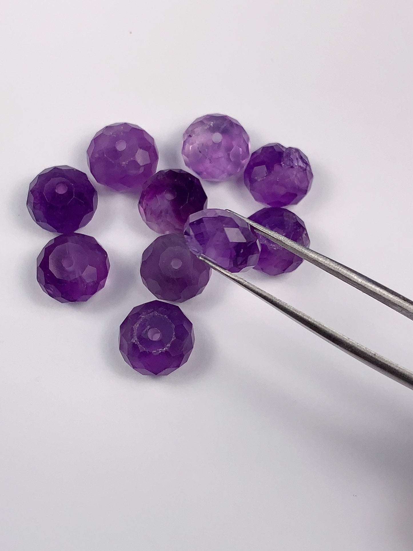 10mm Natural Purple Amethyst Faceted Rondelle beads Loose Gems Gemstone