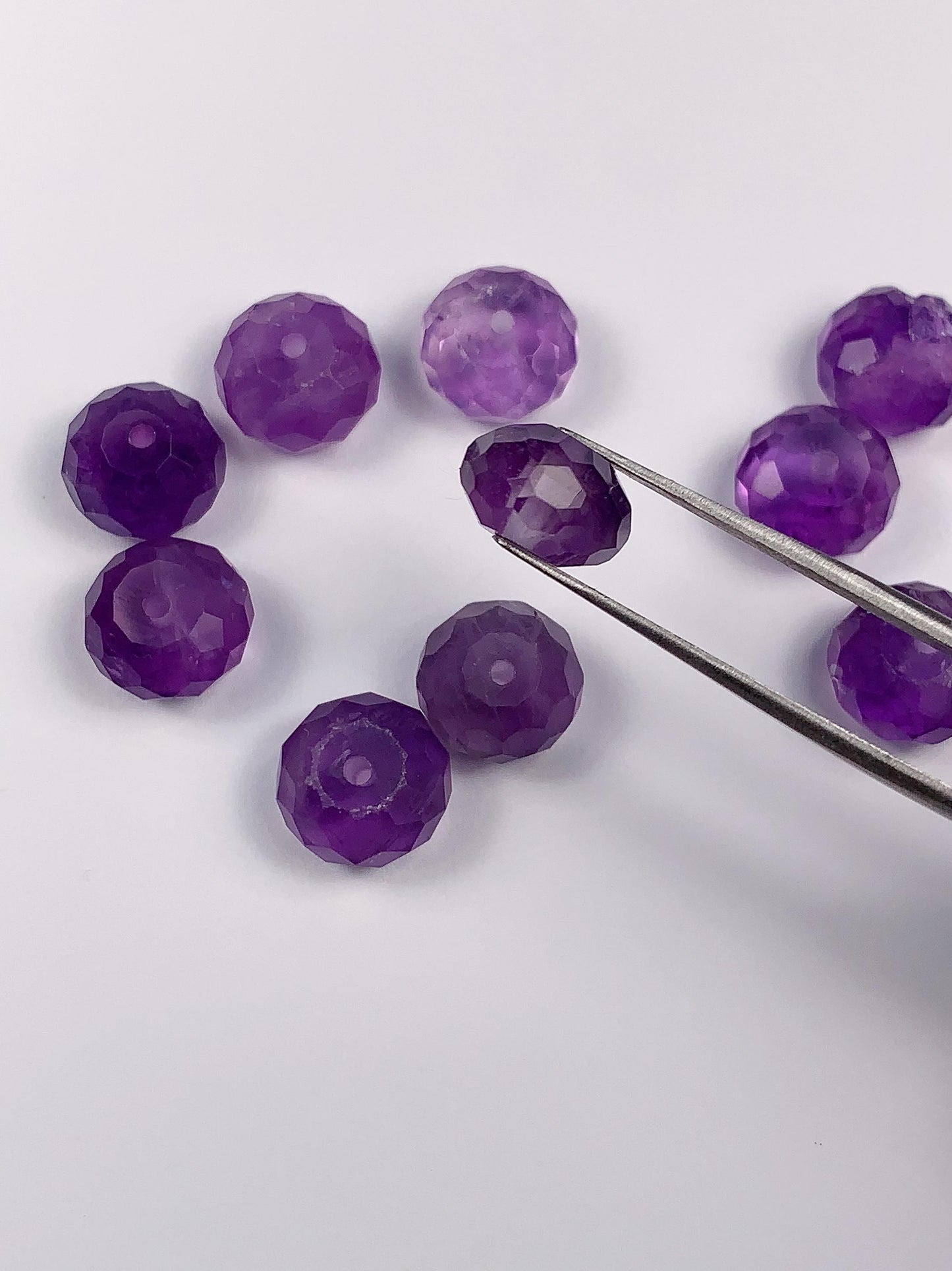 10mm Natural Purple Amethyst Faceted Rondelle beads Loose Gems Gemstone