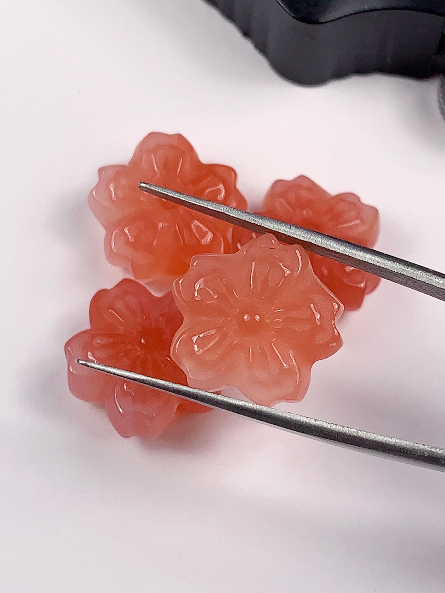 14mm Peach Agate Cherry Blossom Beads: Natural Gemstone DIY