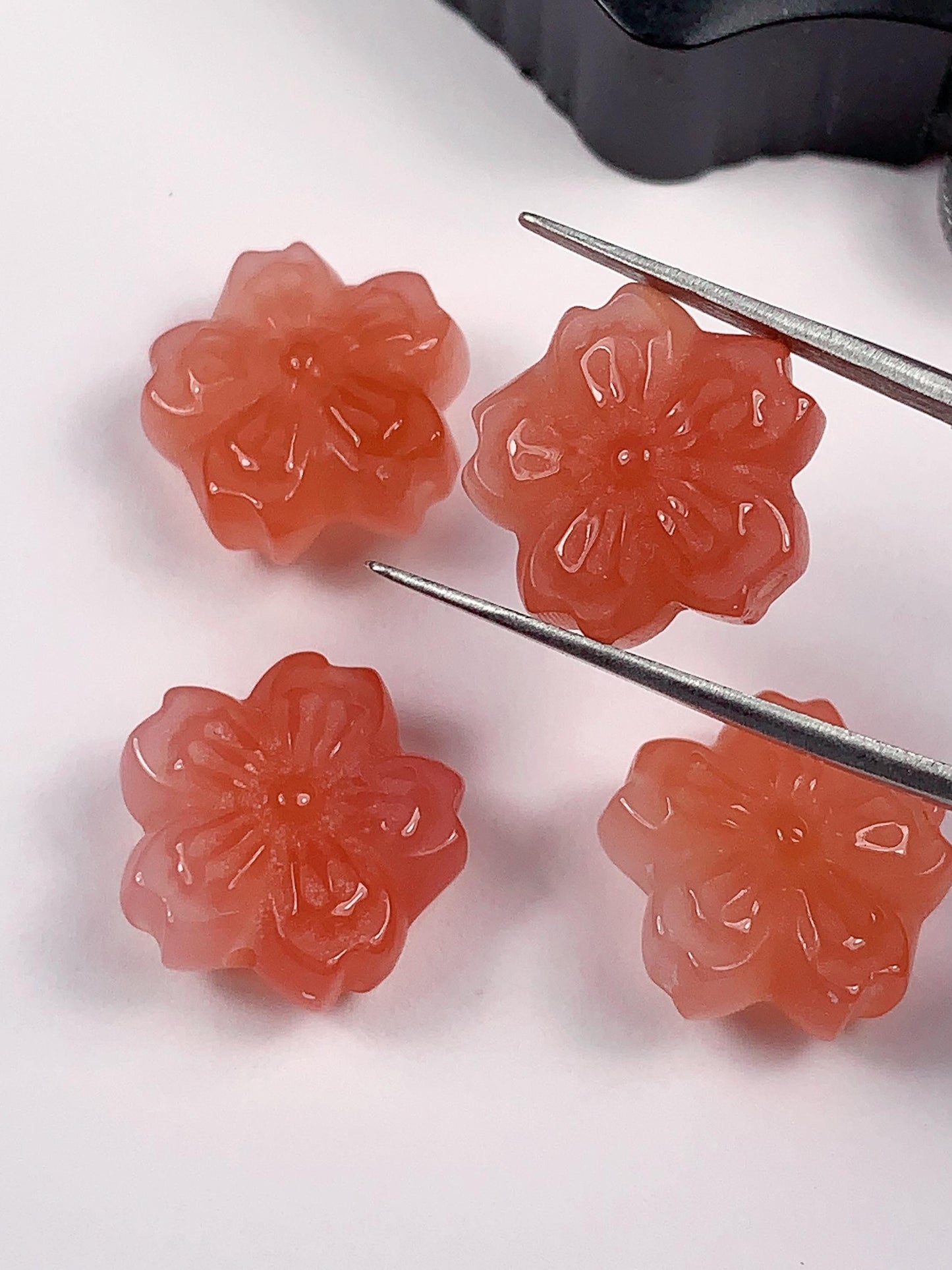 14mm Peach Agate Cherry Blossom Beads: Natural Gemstone DIY