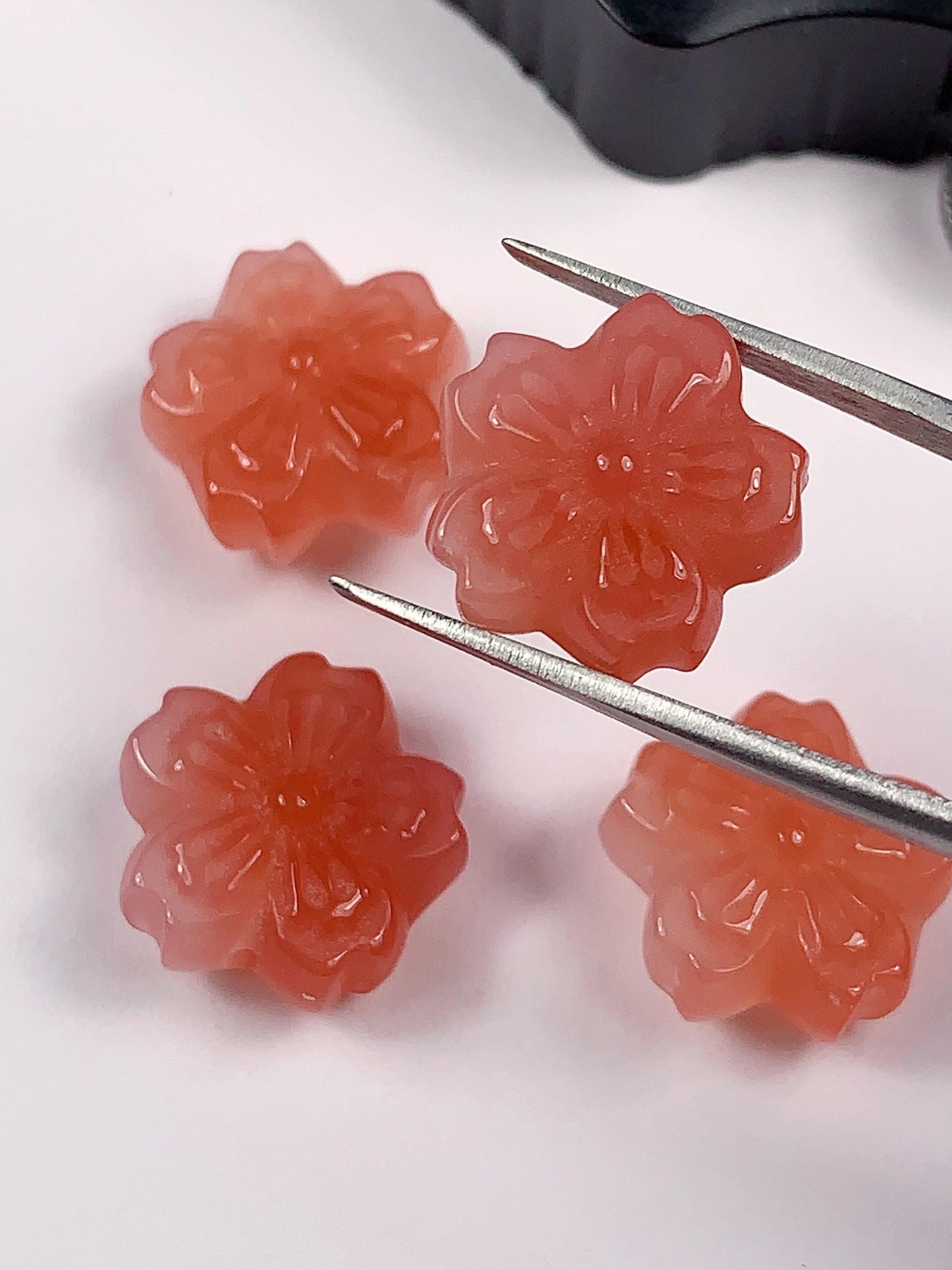 14mm Peach Agate Cherry Blossom Beads: Natural Gemstone DIY