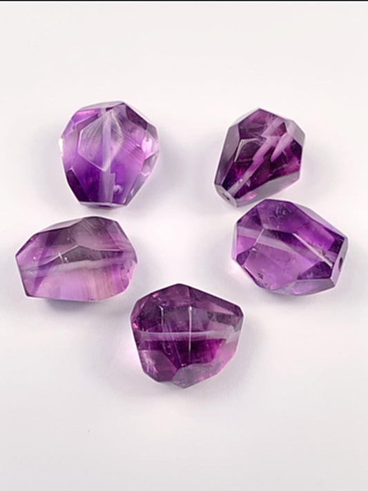 About 16mm Natural Purple Amethyst Free-form cut  beads Loose Gems Gemstone