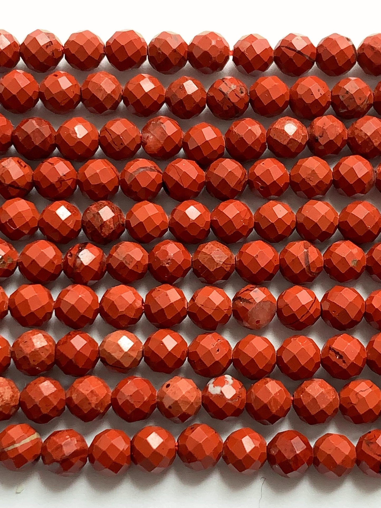 AAA Red Jasper Faceted Round Beads: Natural Genuine Gemstone Strand 15.5" (2mm 3mm 4mm)