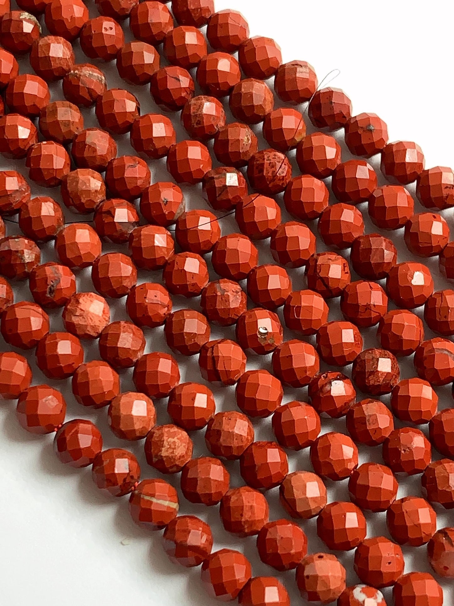 AAA Red Jasper Faceted Round Beads: Natural Genuine Gemstone Strand 15.5" (2mm 3mm 4mm)