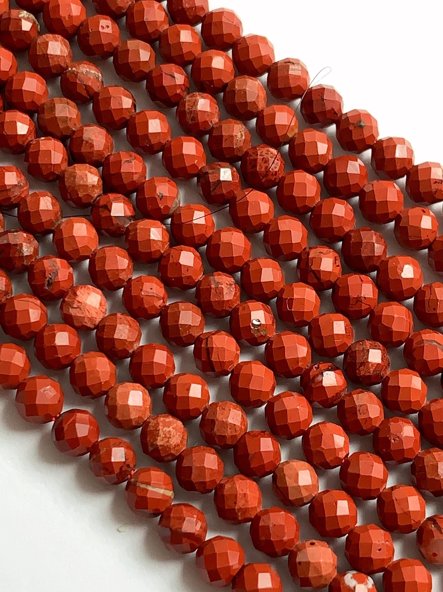 AAA Red Jasper Faceted Round Beads: Natural Genuine Gemstone Strand 15.5" (2mm 3mm 4mm)