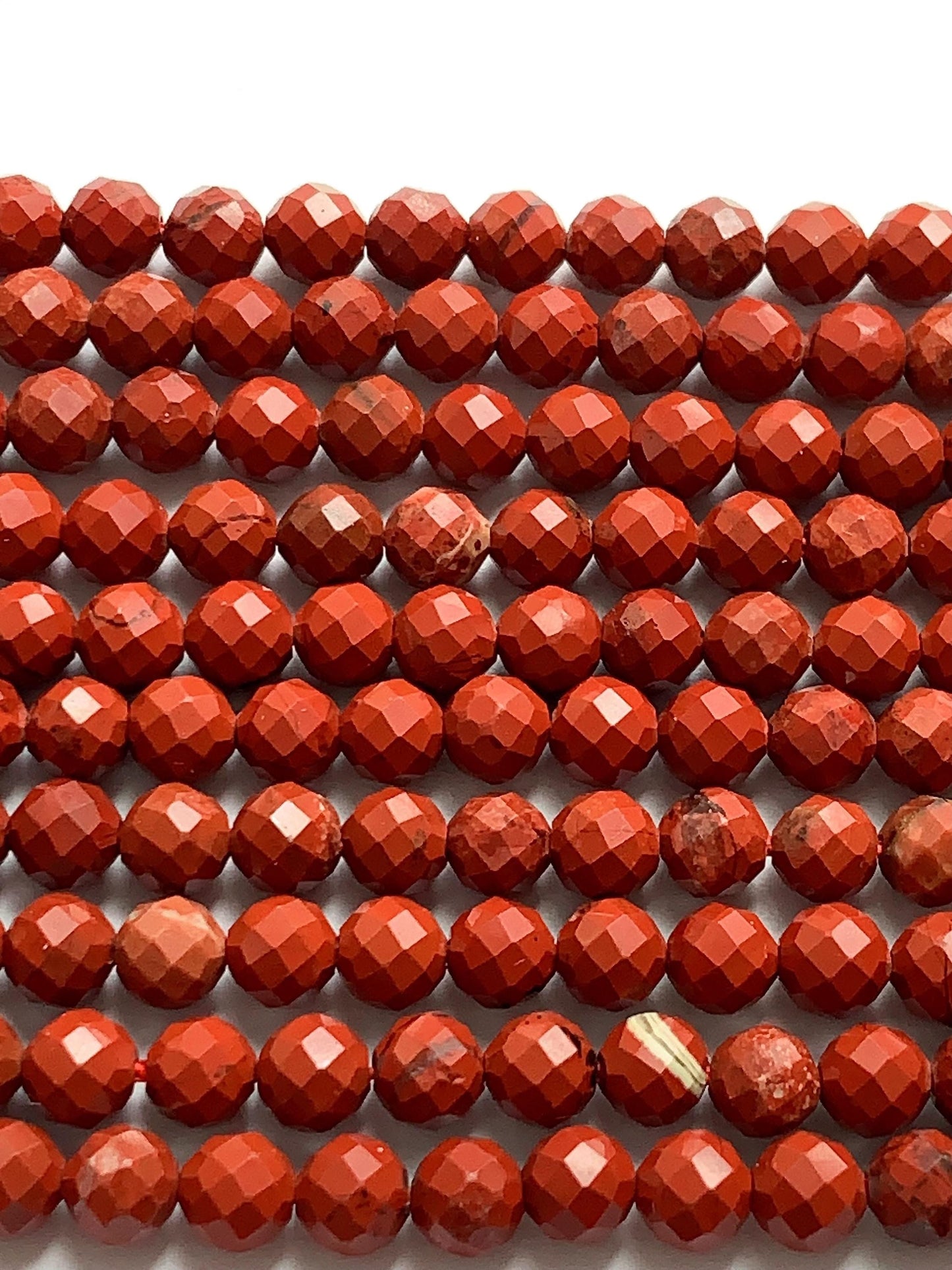 AAA Red Jasper Faceted Round Beads: Natural Genuine Gemstone Strand 15.5" (2mm 3mm 4mm)