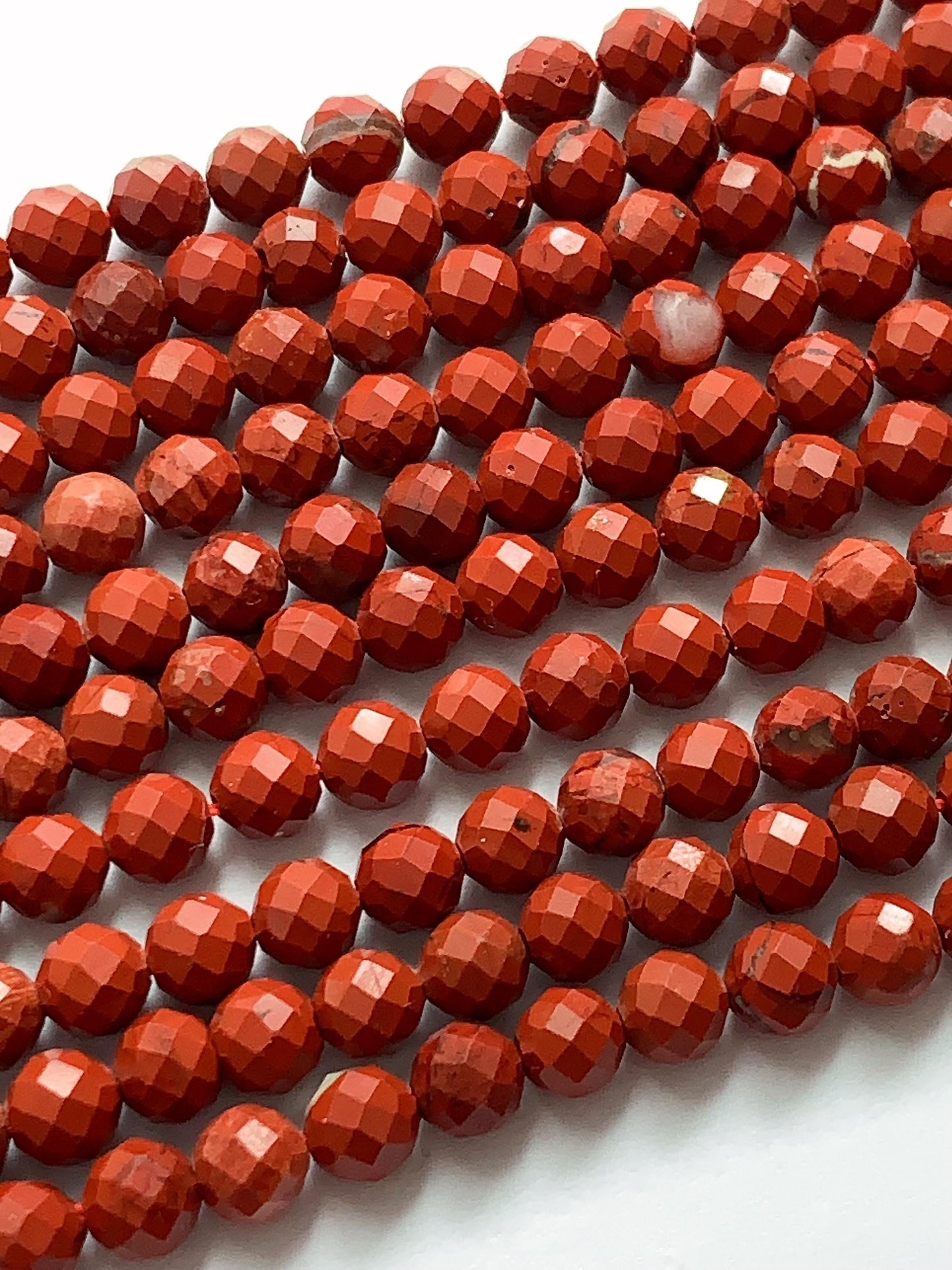 AAA Red Jasper Faceted Round Beads: Natural Genuine Gemstone Strand 15.5" (2mm 3mm 4mm)