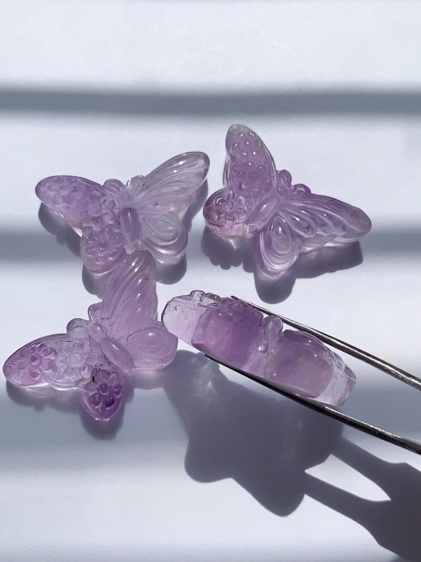 33mm Natural Purple Amethyst butterfly cut  beads Loose Gems Gemstone