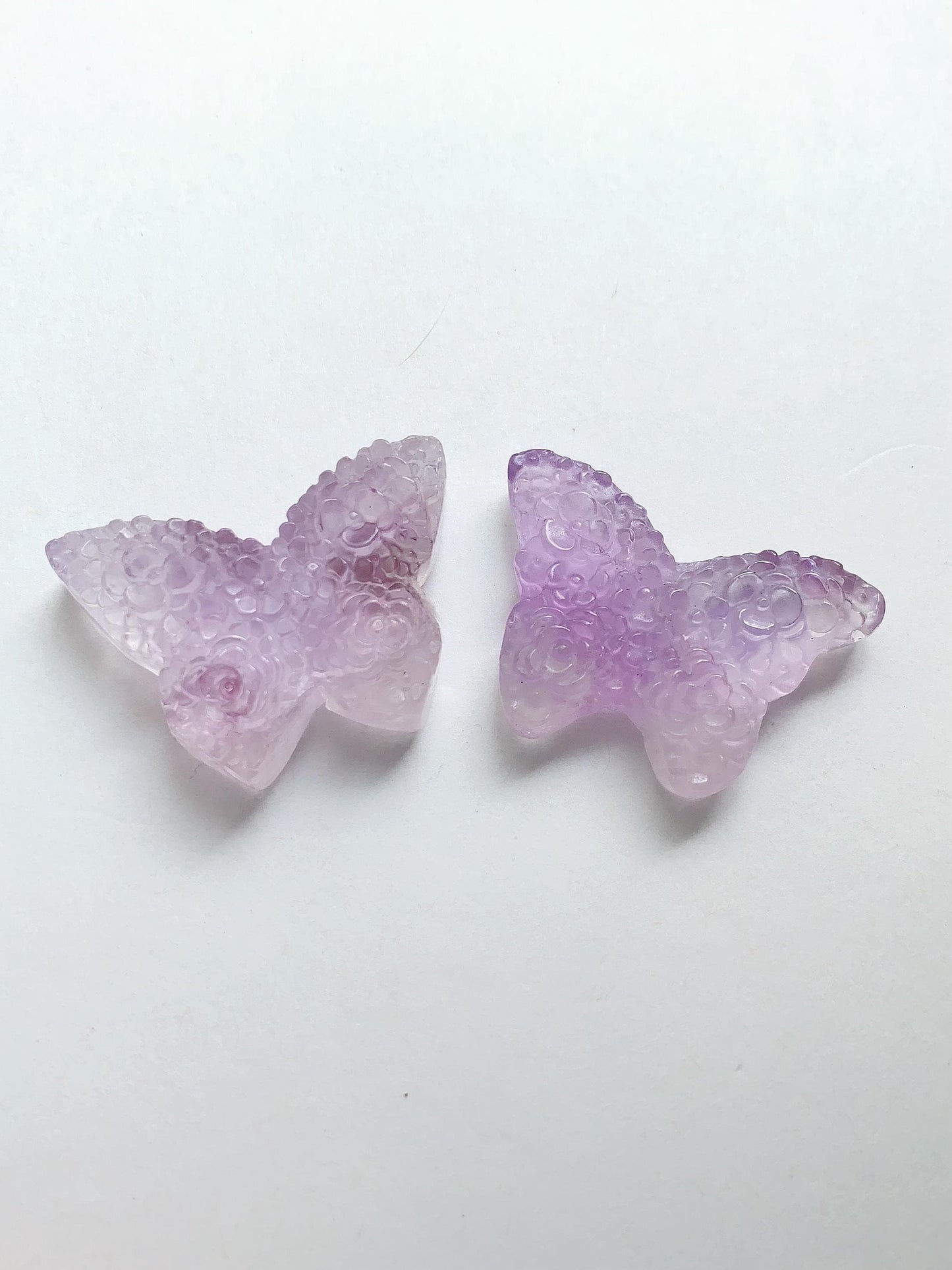 40mm Natural Purple Amethyst butterfly cut  beads Loose Gems Gemstone