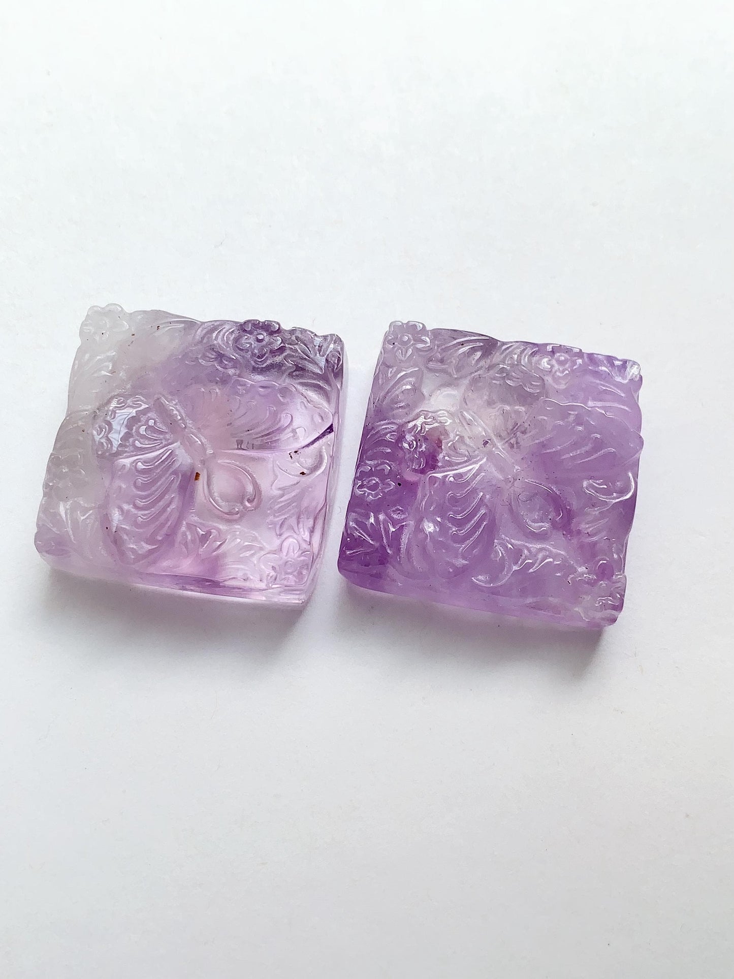 30mm Natural Purple Amethyst butterfly cut  beads Loose Gems Gemstone