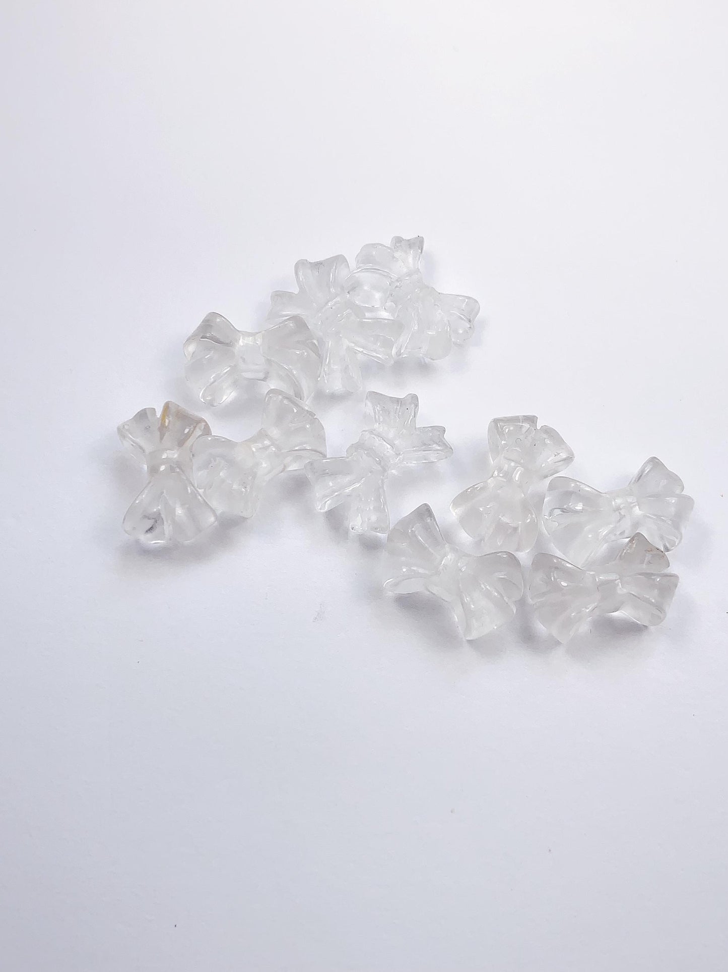 15mm Natural Clear White Quartz Rock Crystal beads Loose Gems Gemstone Bow Cut