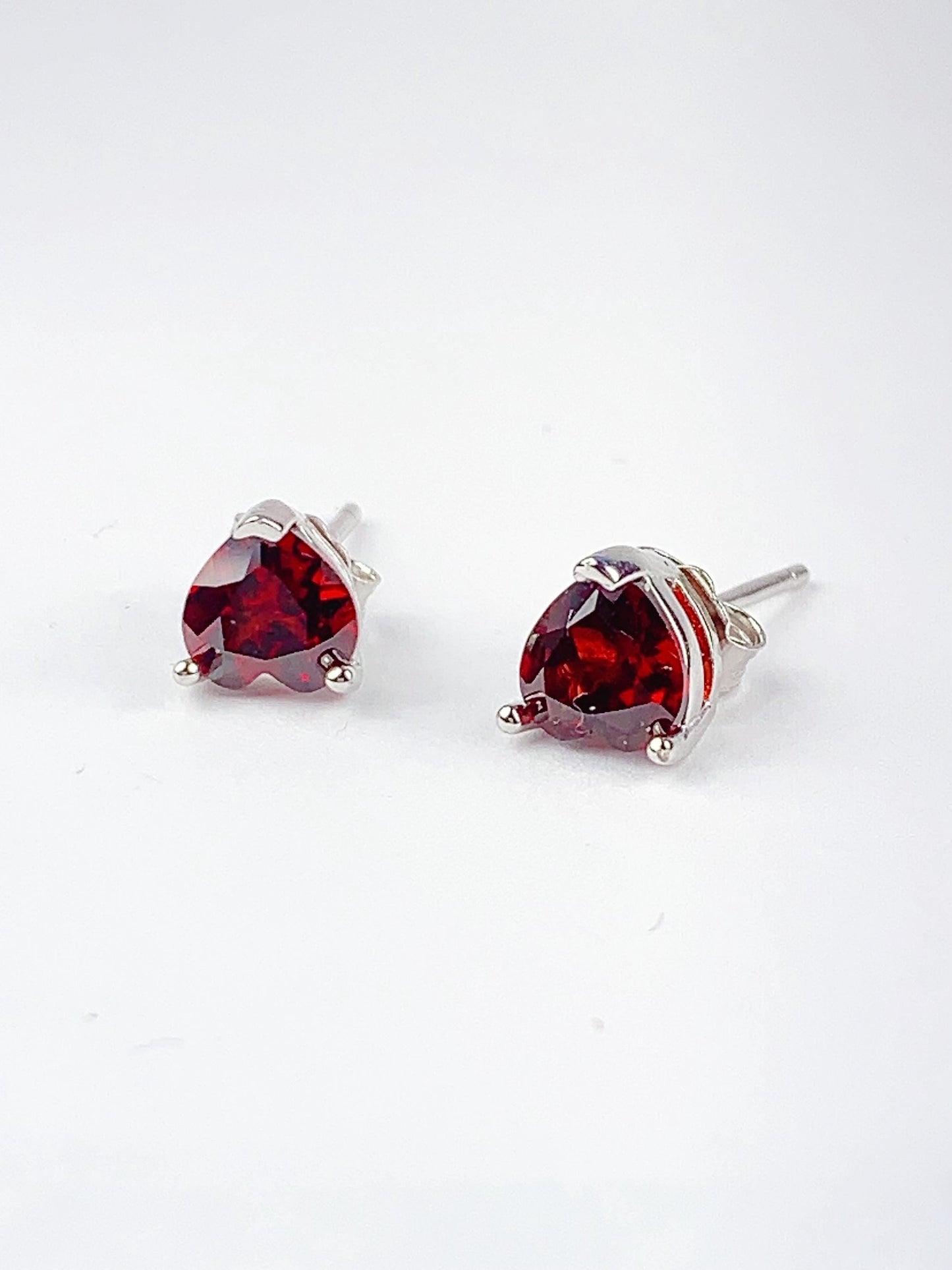 Red Garnet Heart Earrings: 18k Gold Plated Sterling Silver